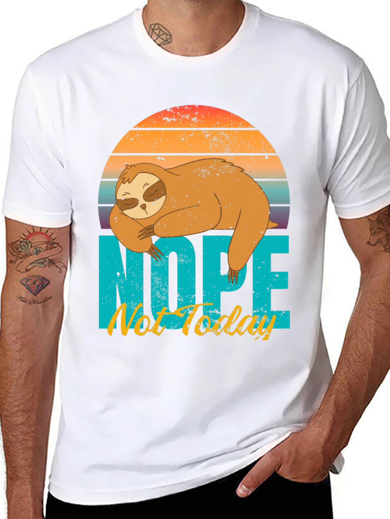 Black Nope Not Today Sloth Graphic T-Shirt view 8