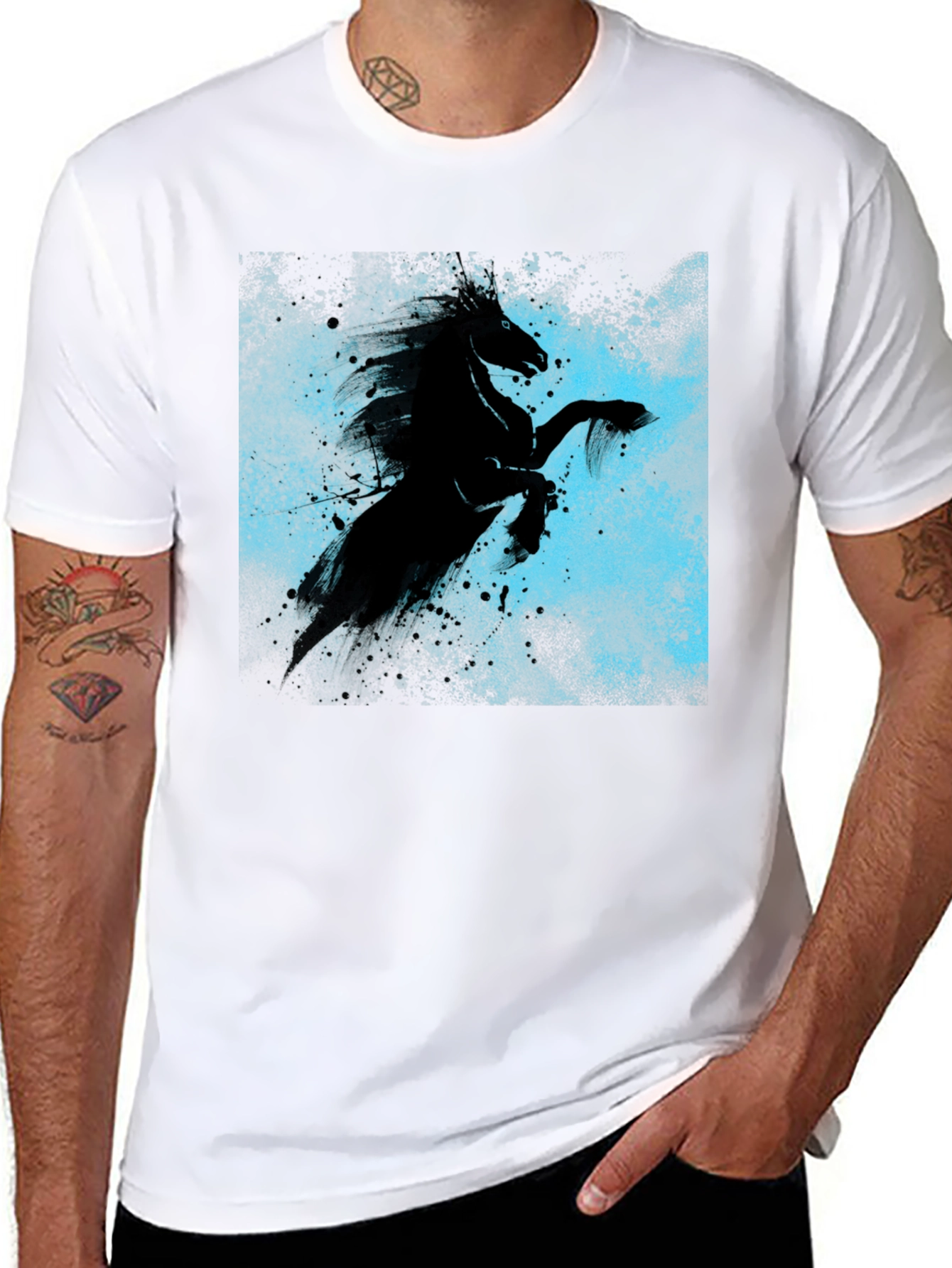 Black Black Horse Graphic Tee - Unique Style view 8