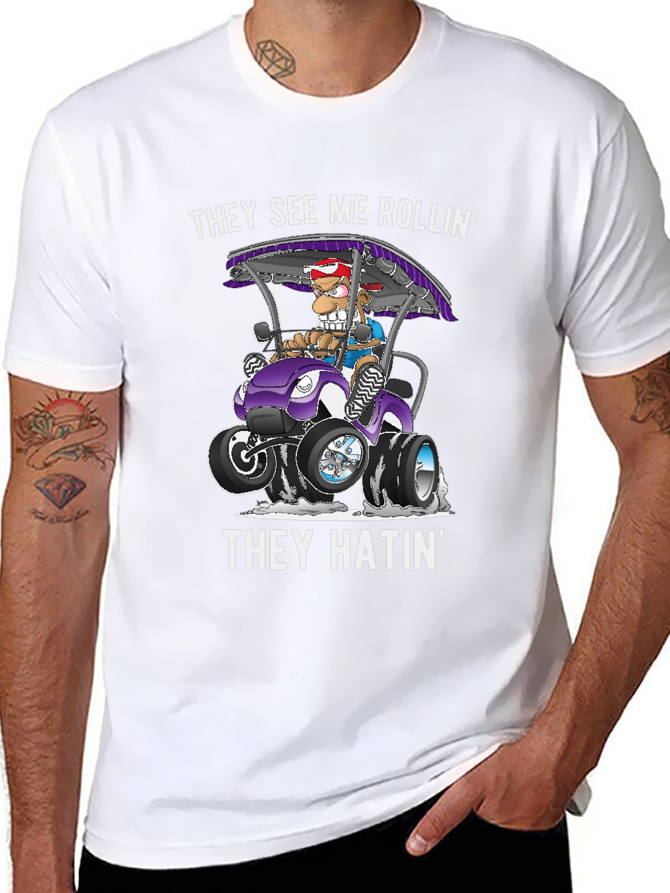 Black They See Me Rollin' T-Shirt view 8