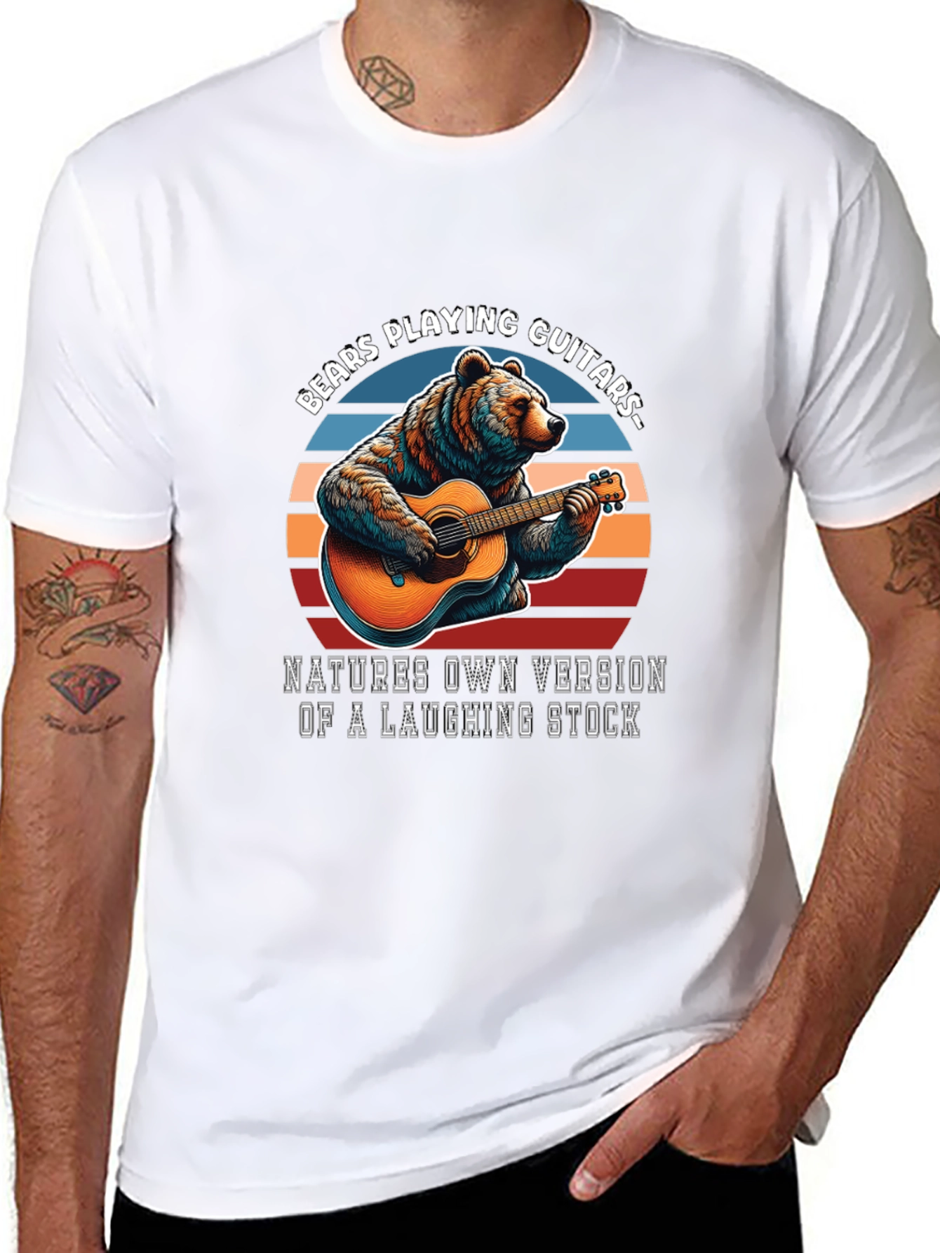 Black Bears Playing Guitars Graphic T-Shirt view 8