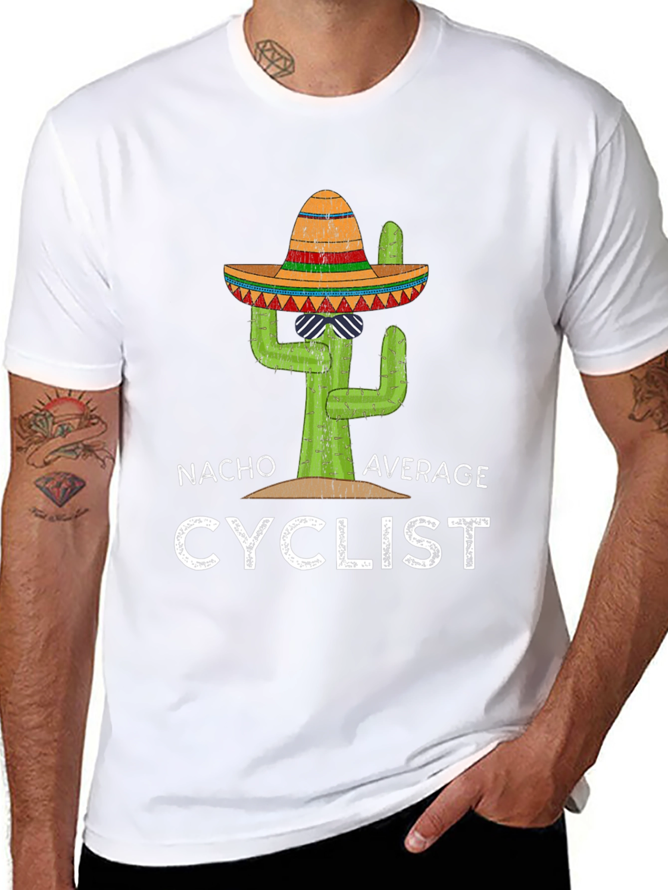 Black Nacho Average Cyclist T-Shirt Funny Cactus Sombrero Tee view 8