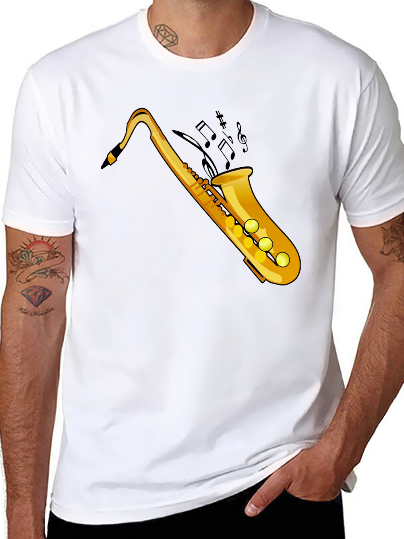 Black Saxophone Graphic T-Shirt - Musical Instrument Tee view 8