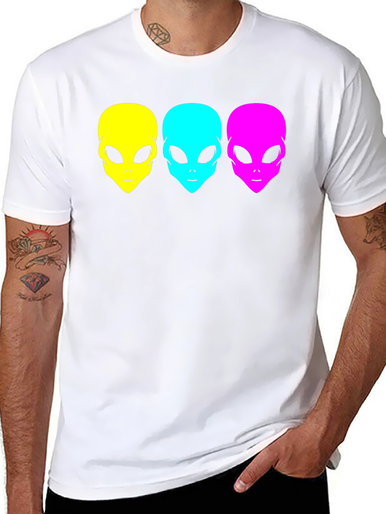 Black Alien Head Graphic Tee - Black Unisex T-Shirt view 8