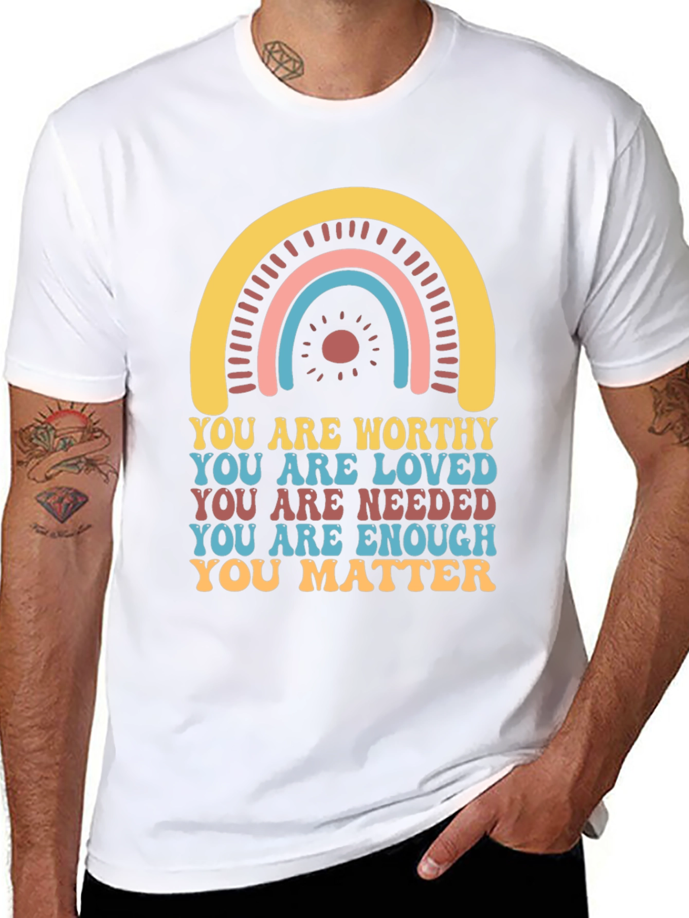 Black Affirmation T-Shirt - You Are Worthy, Loved, Needed view 8