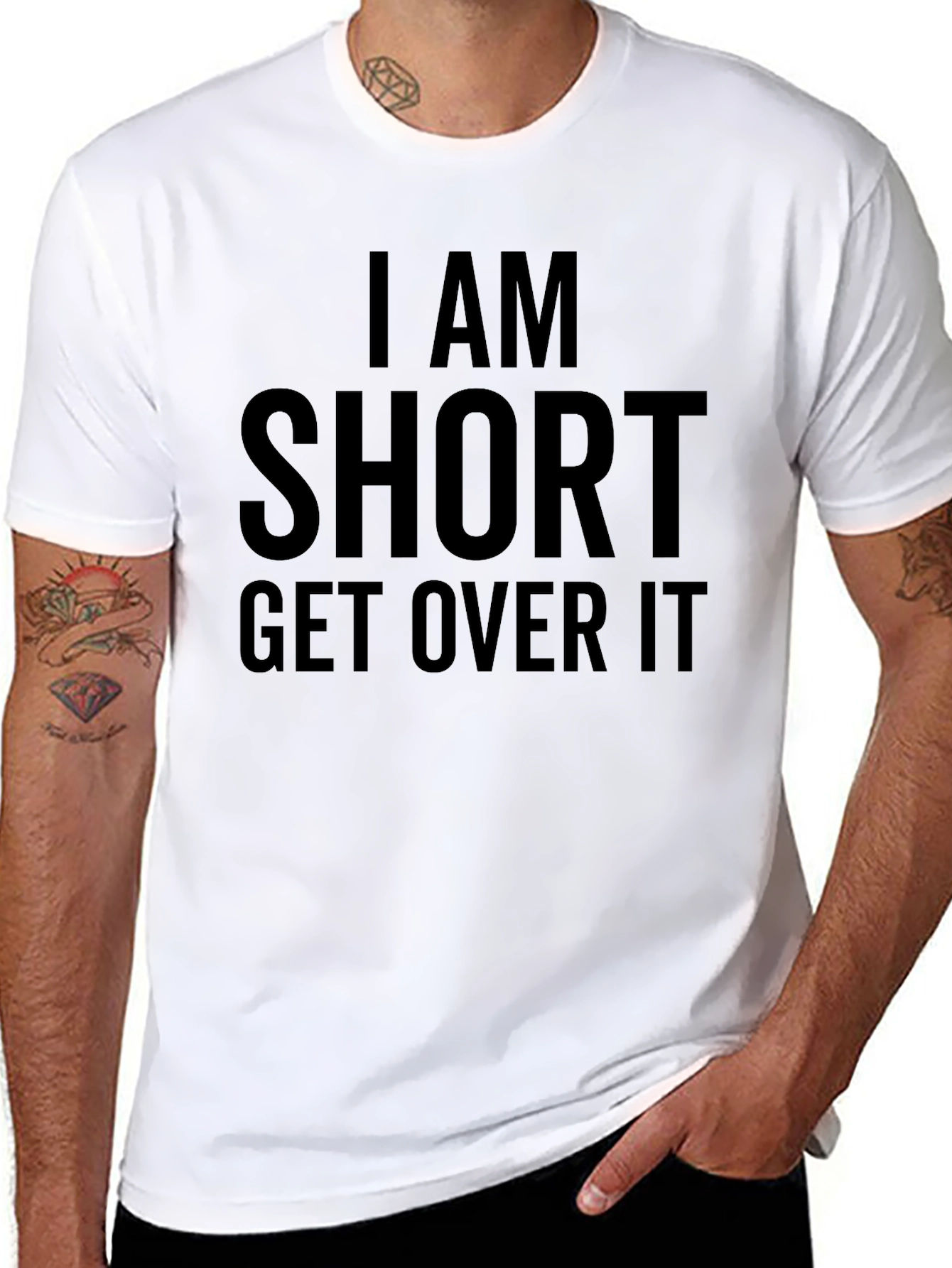 Black I am Short Get Over It Funny T-Shirt view 8