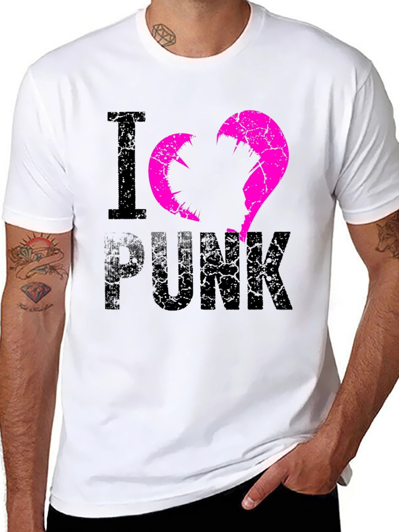 Black I Love Punk Graphic Tee - Edgy Streetwear view 8