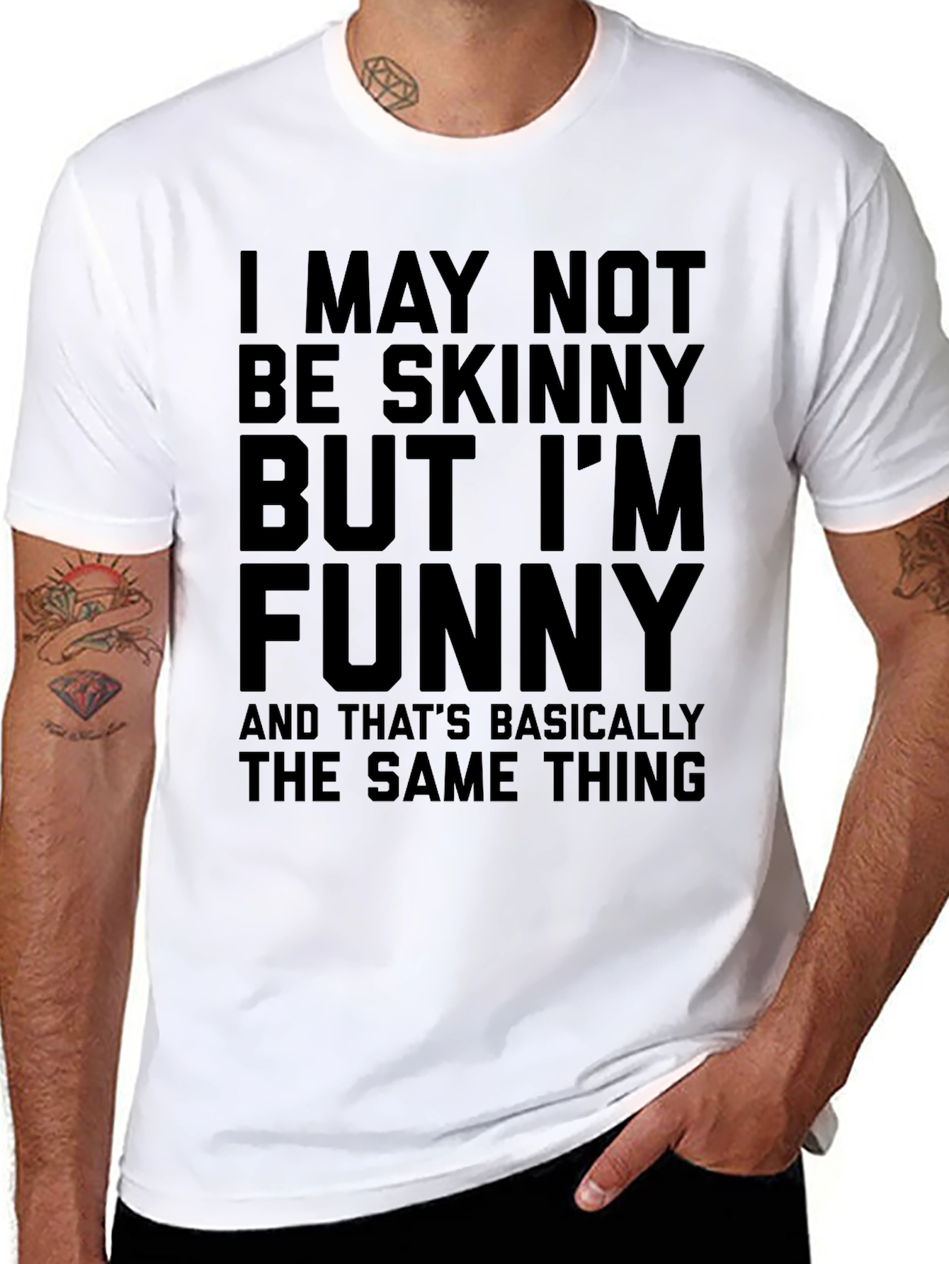 Black Funny Graphic Tee - Not Skinny But Funny view 8