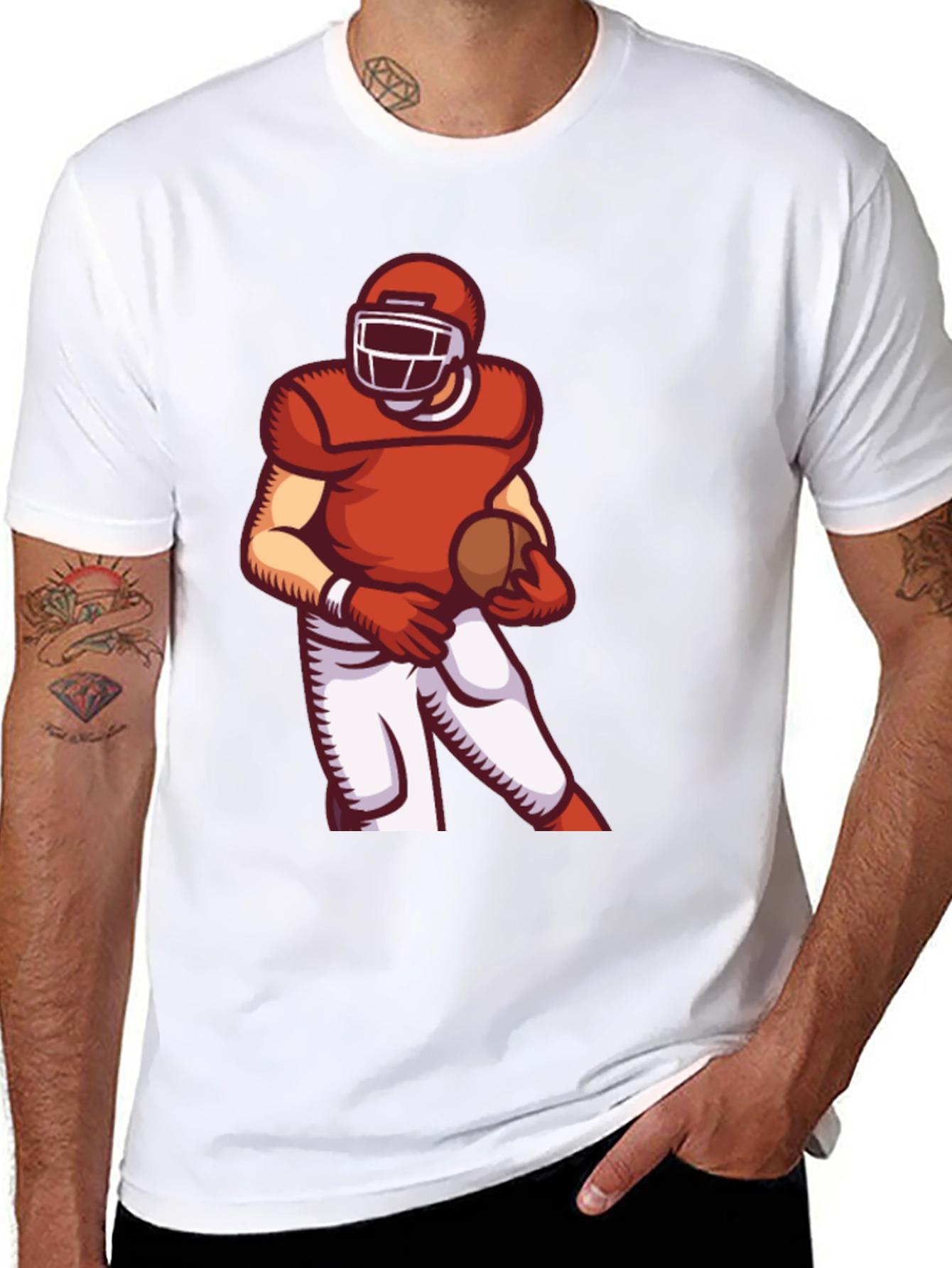 Black Football Player Graphic Tee - Sporty Black T-Shirt view 8