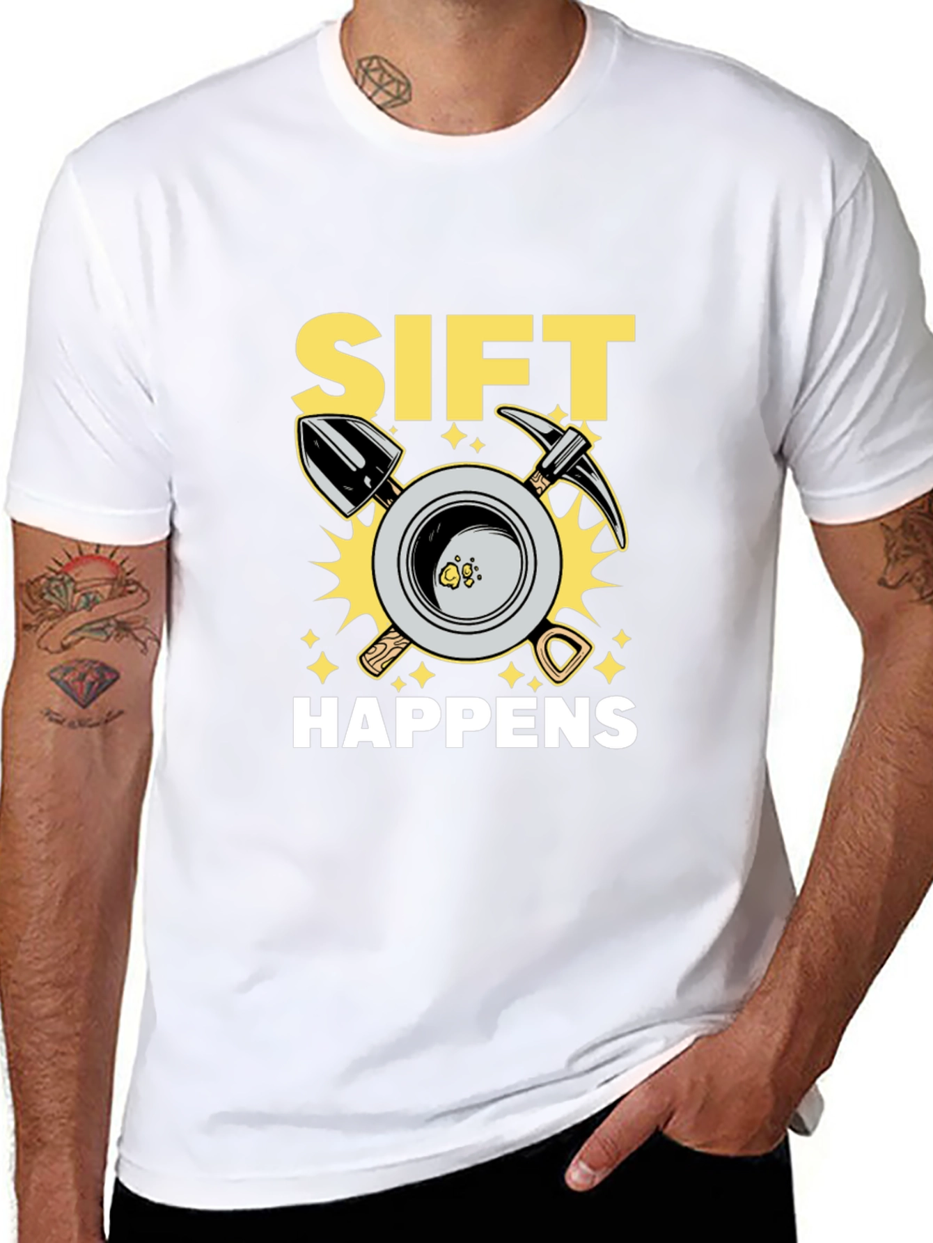 Black Sift Happens Graphic T-Shirt - Gold Mining Humor view 8