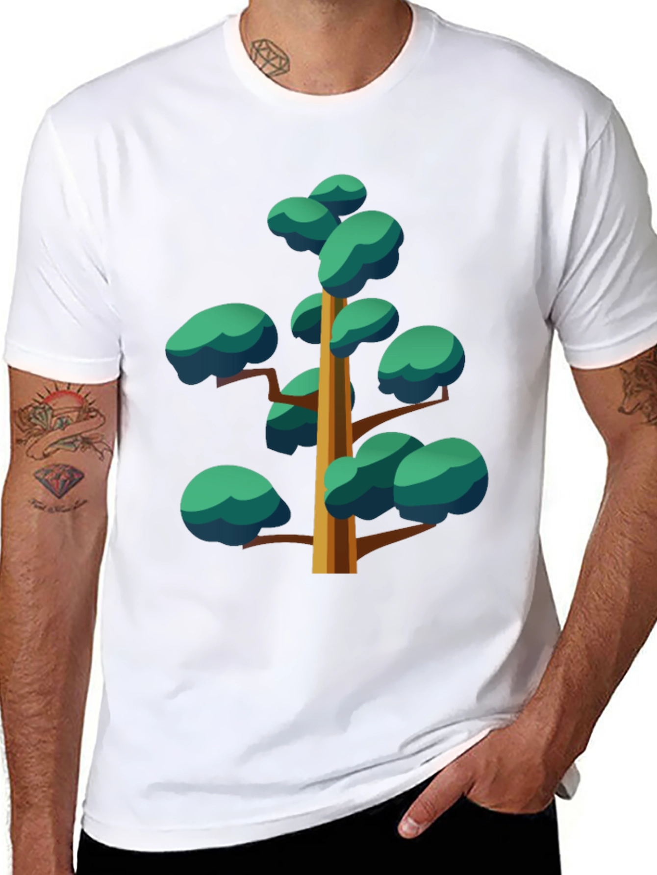 Black Cartoon Tree Graphic Black Tee view 8