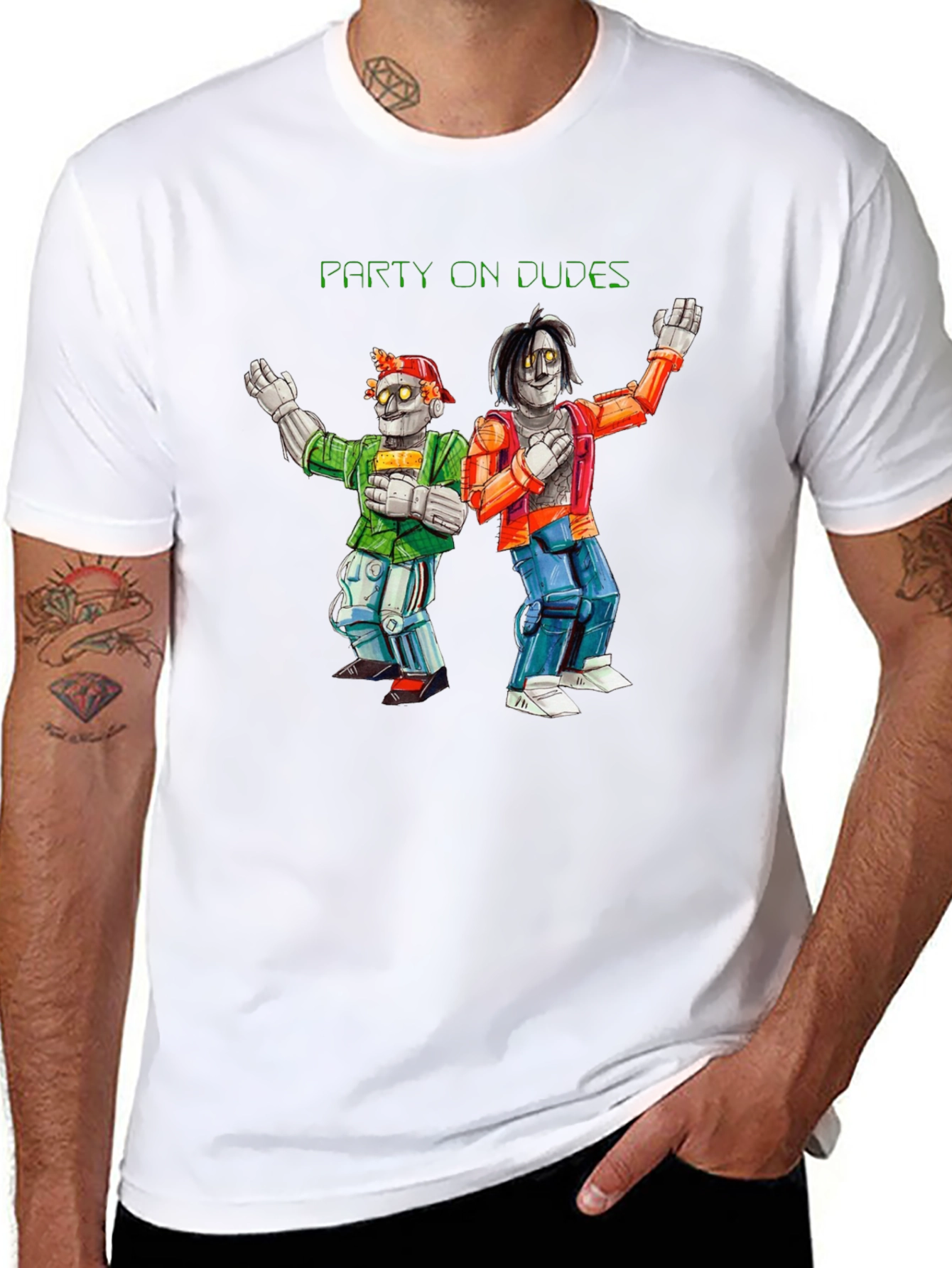 Black Party On Dudes T-Shirt - Novelty Graphic Tee view 8