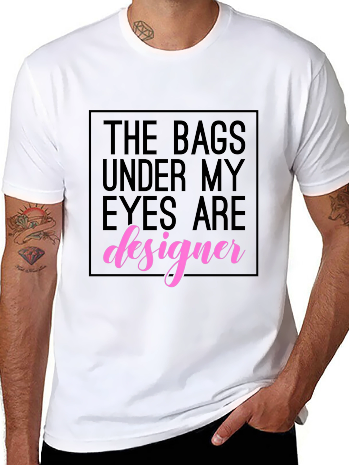Black Designer Bags Under My Eyes T-Shirt view 8