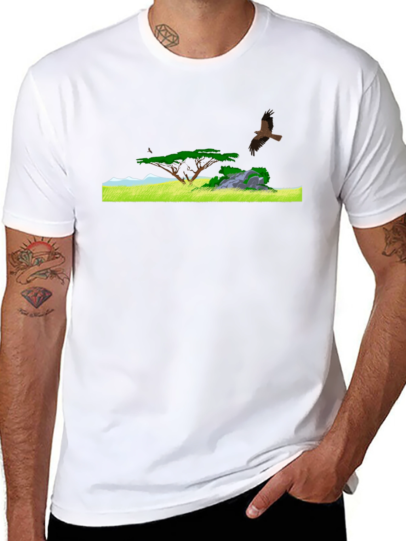 Black Nature Landscape Graphic Tee - Black T-Shirt view 8