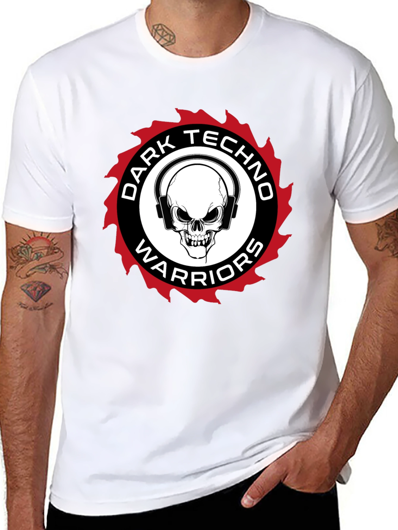 Black Dark Techno Warriors Graphic Tee view 8
