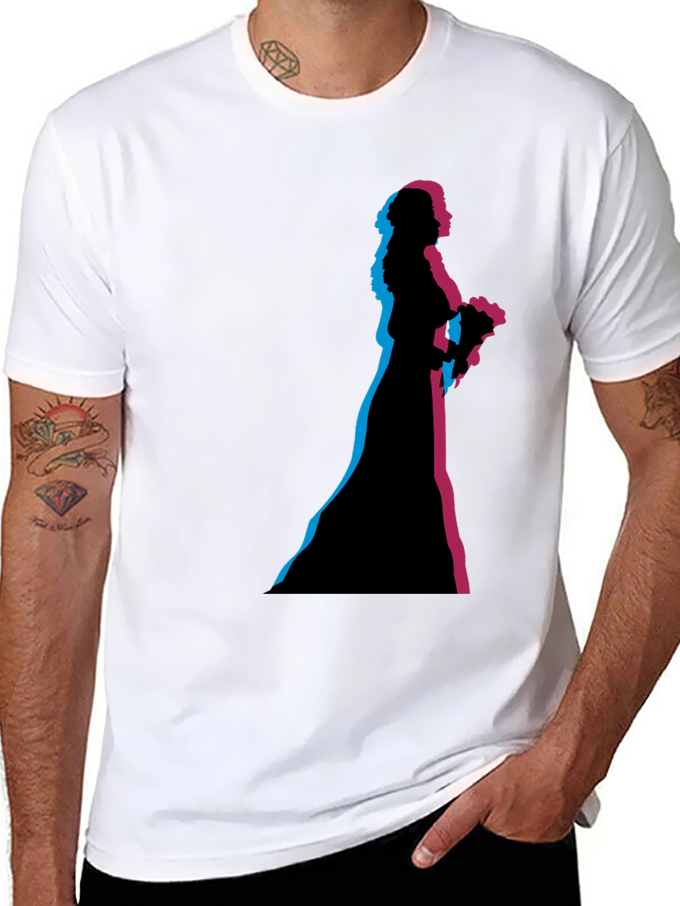 Black Bride Silhouette Graphic Black T-Shirt view 8