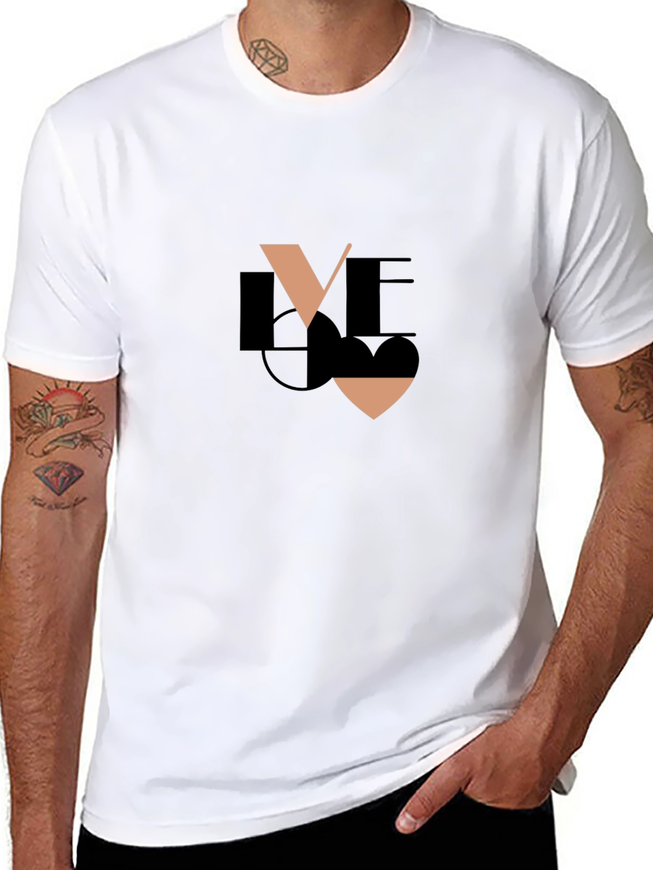 Black Love Design Black T-Shirt view 8