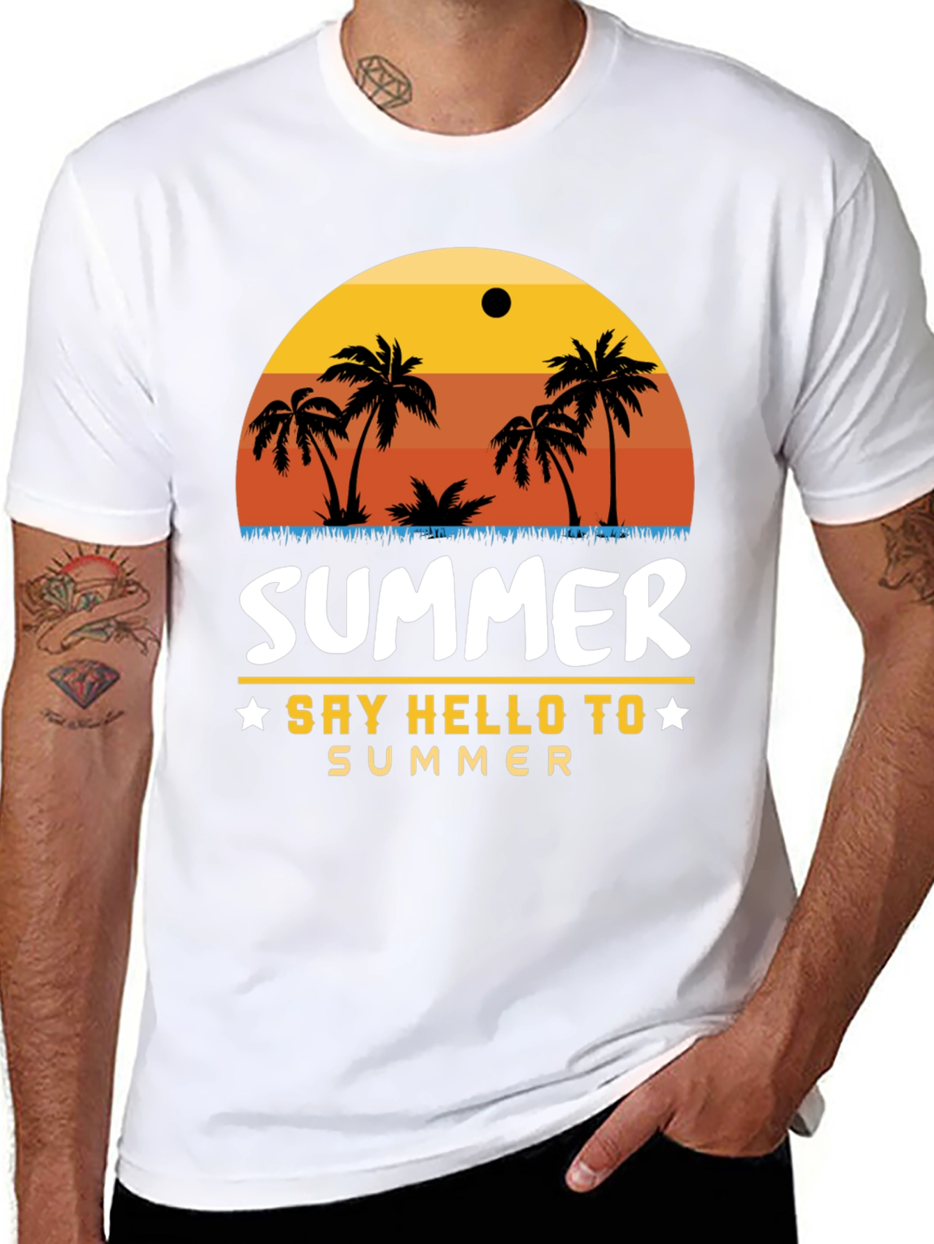Black Summer Palm Tree Graphic T-Shirt view 8