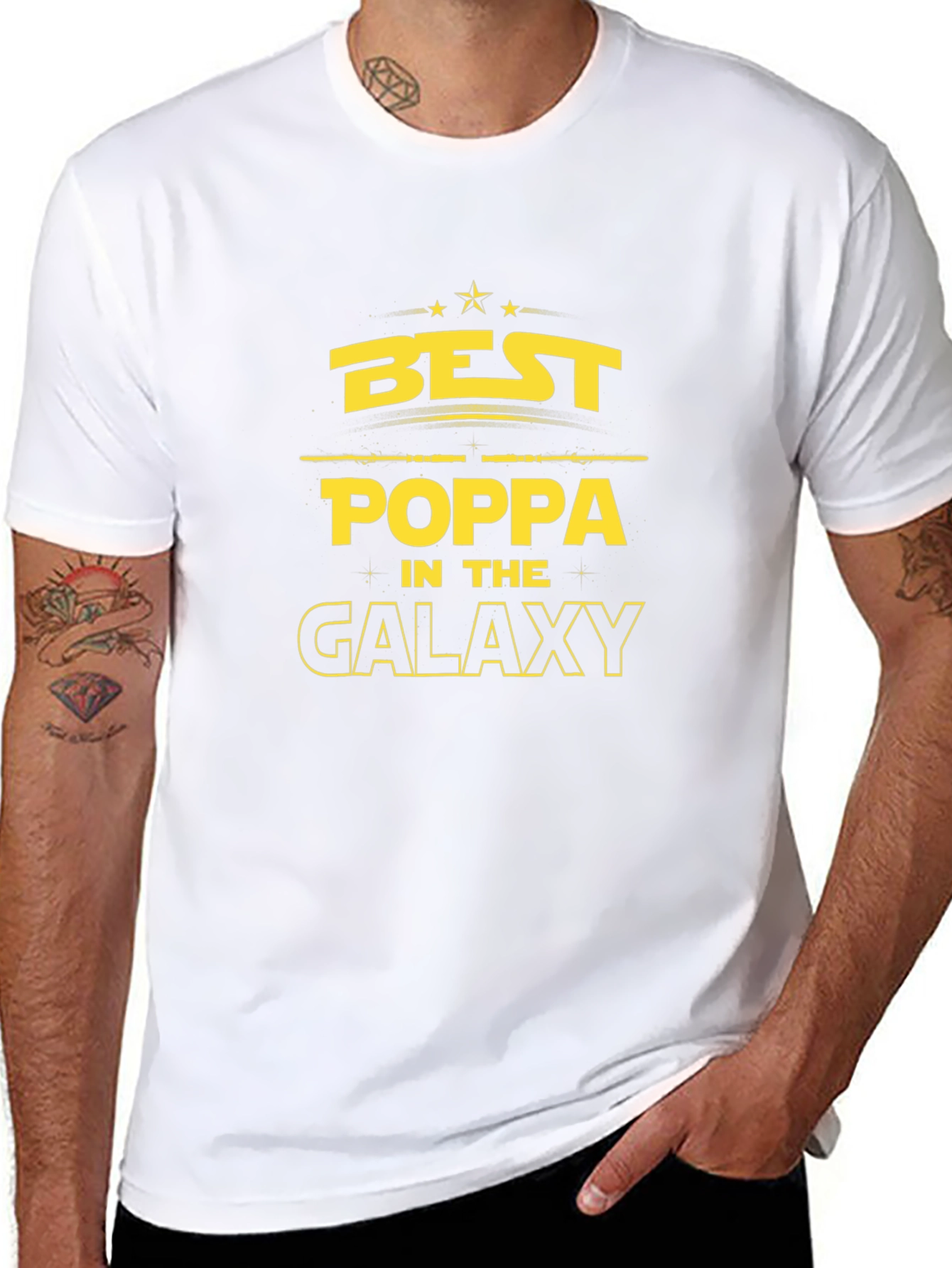 Black Best Poppa in the Galaxy Black T-Shirt view 8