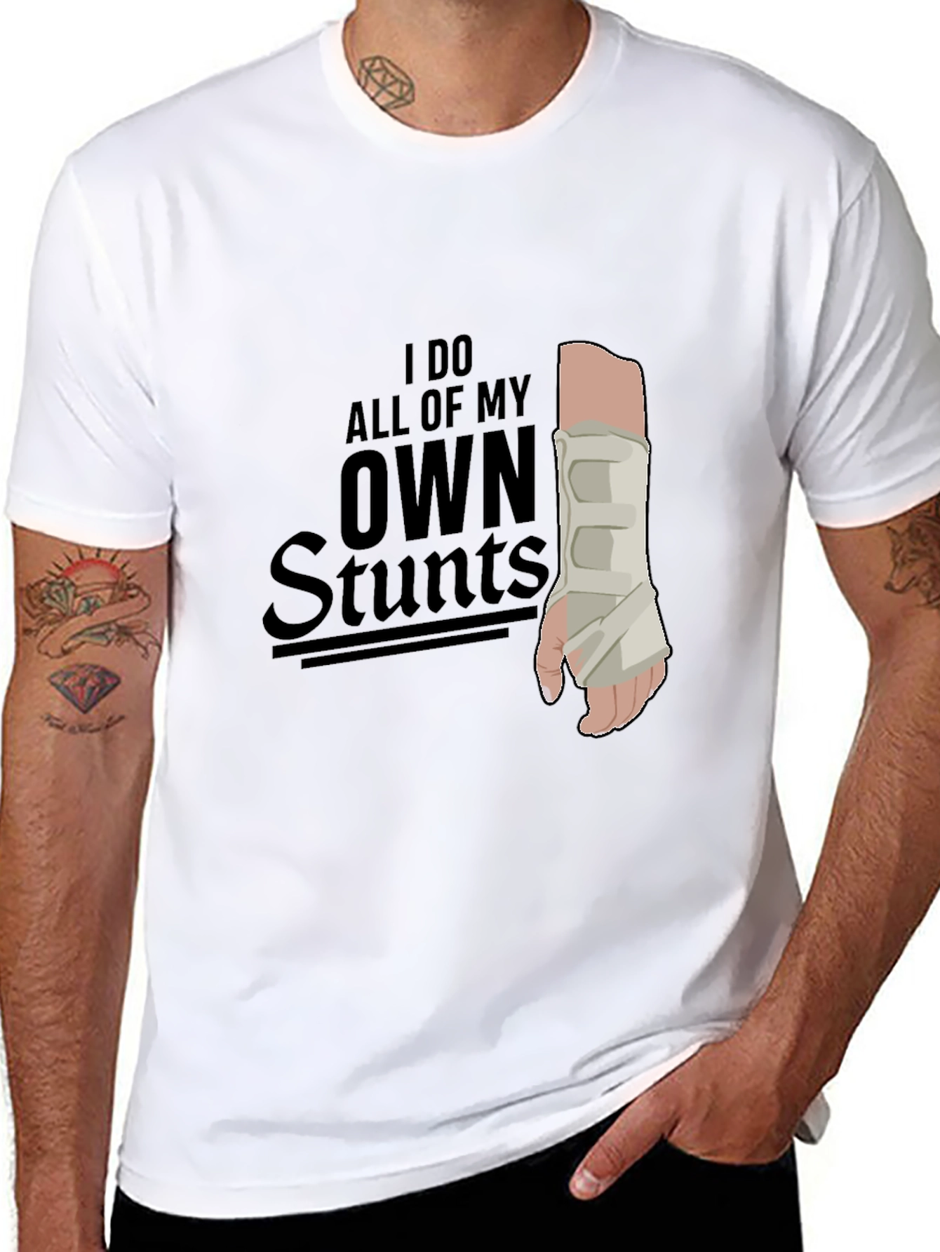 Black I Do All My Own Stunts Graphic Tee view 8