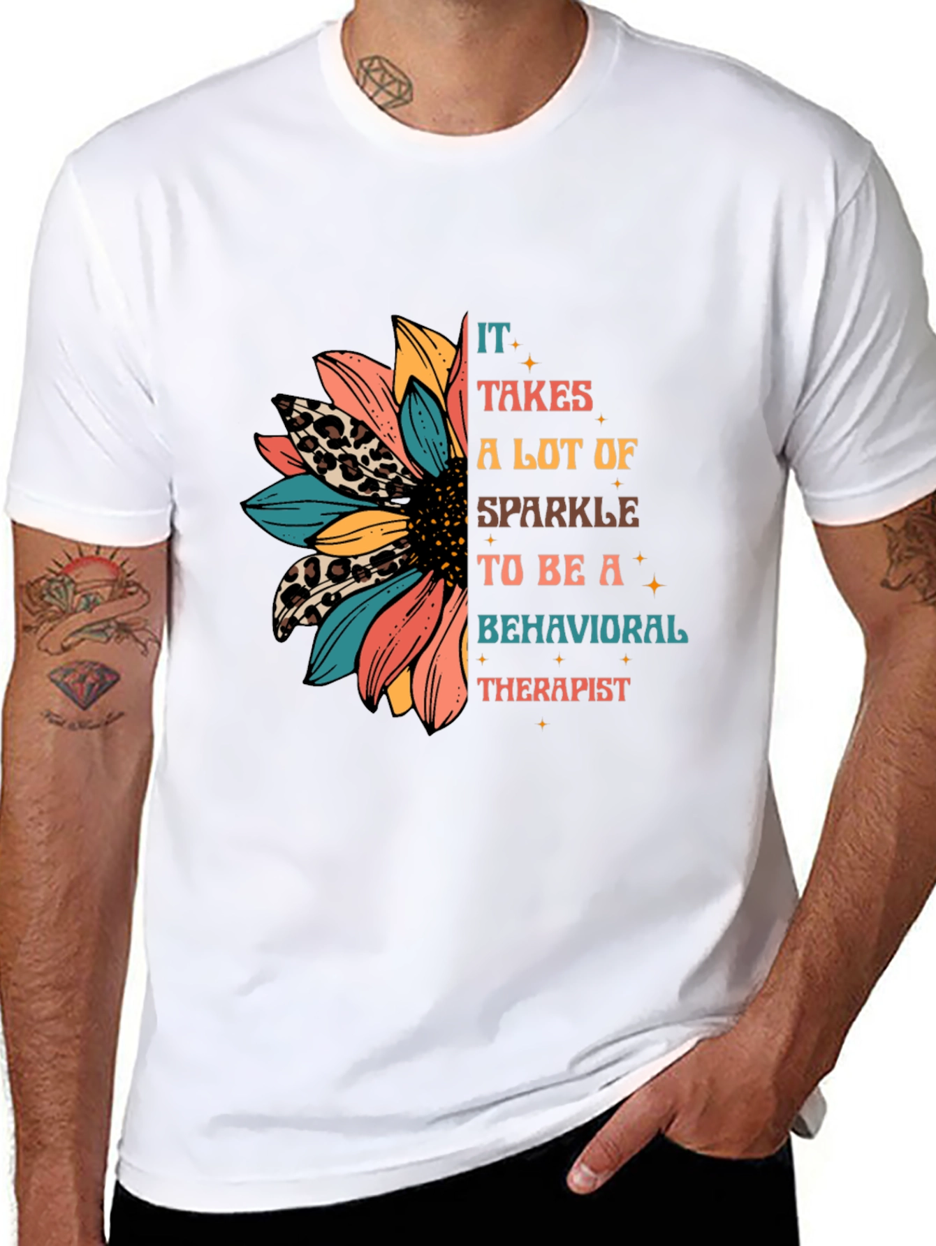 Black Sparkle Behavioral Therapist T-Shirt view 8