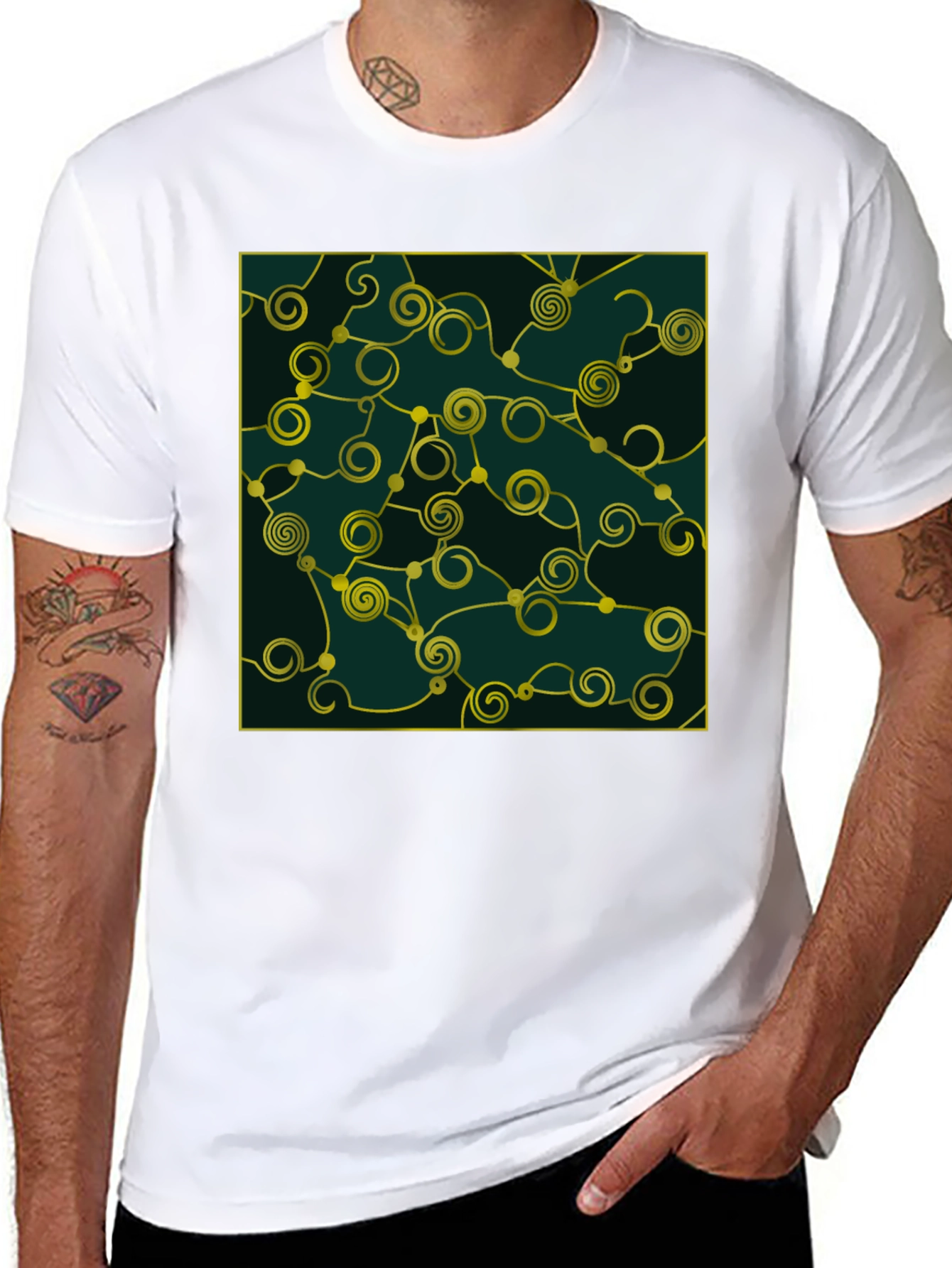 Black Abstract Swirl Graphic Black T-Shirt view 8