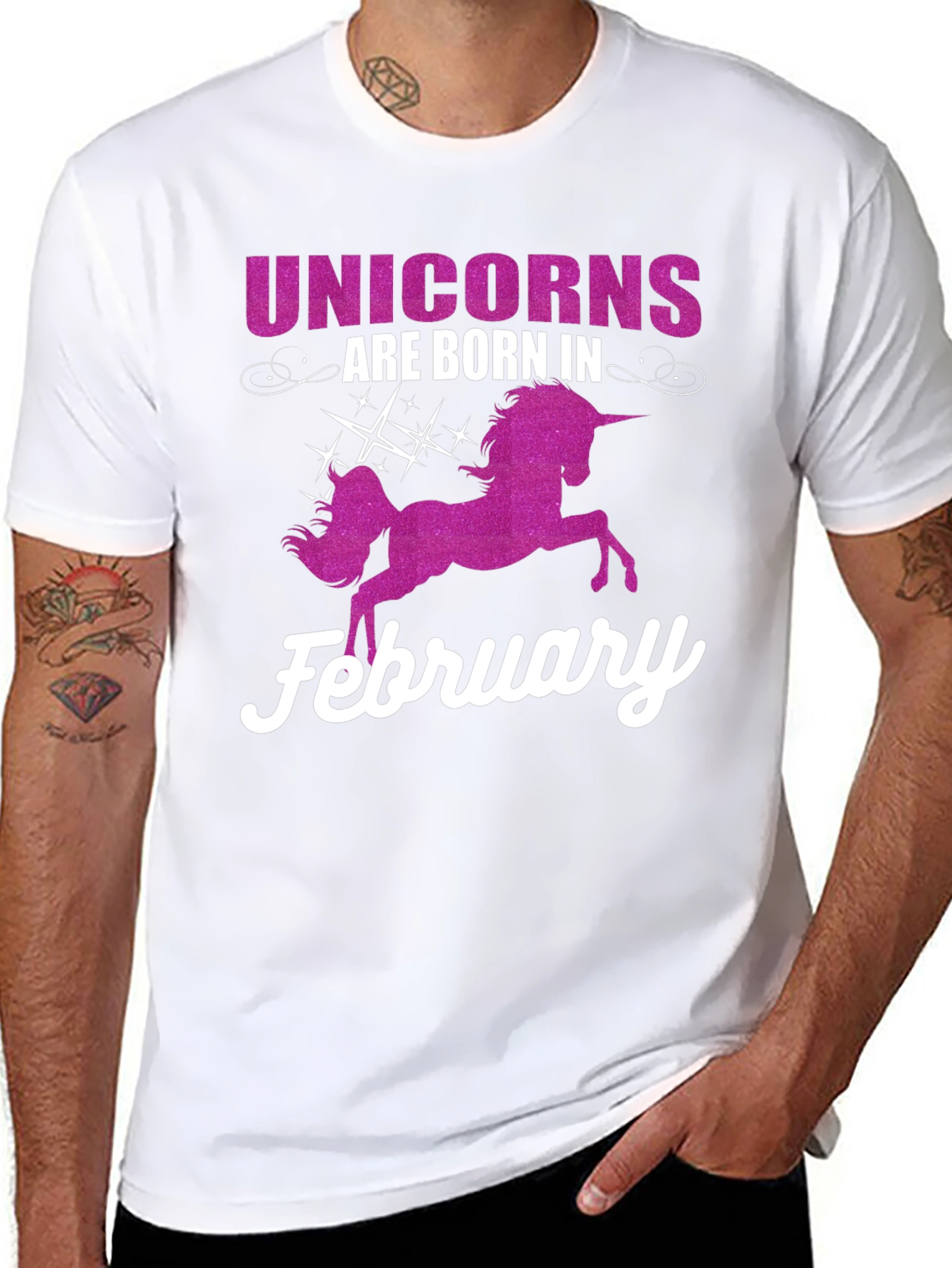 Black Unicorns Born in February T-Shirt view 8