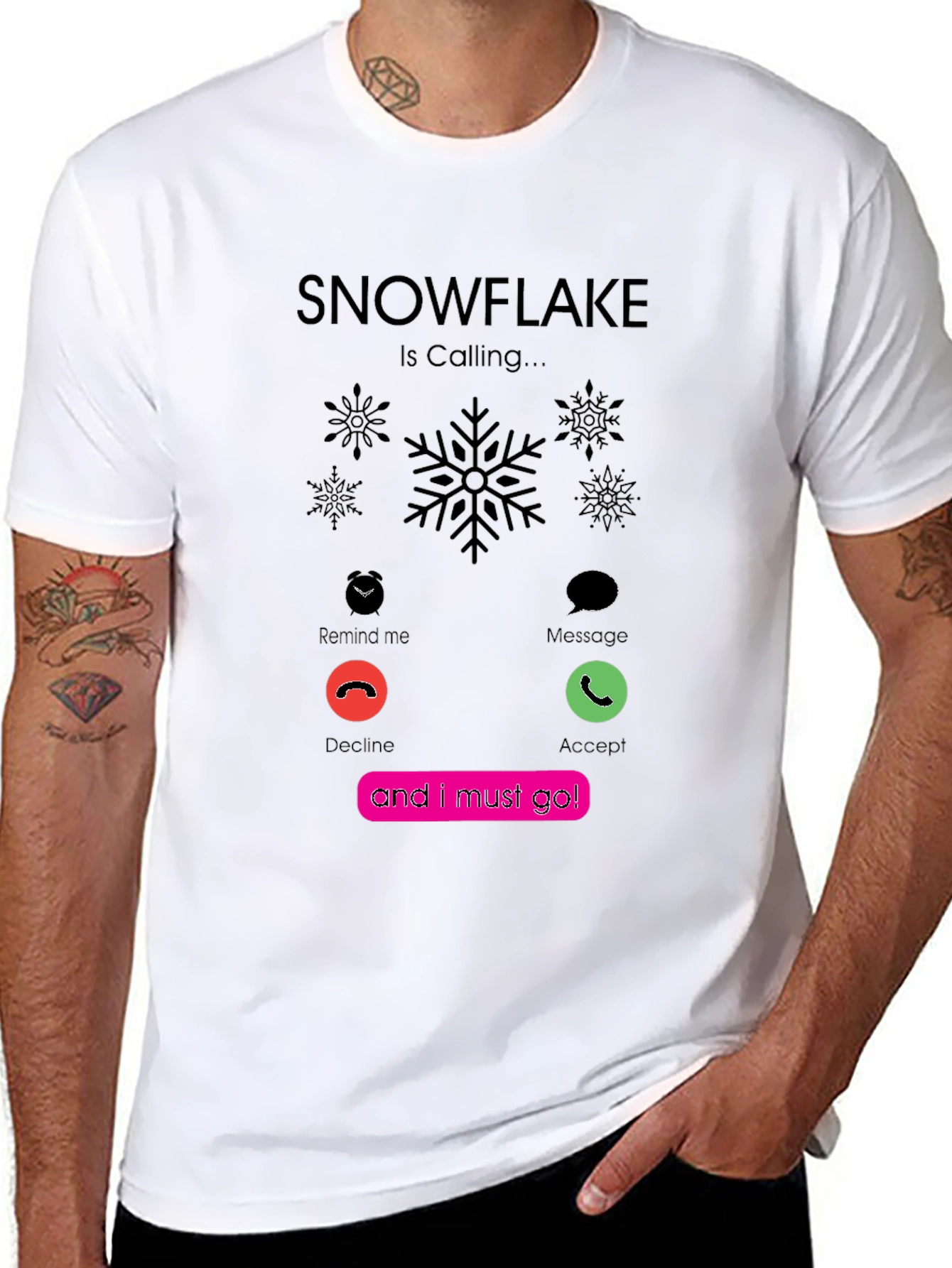 Black Snowflake Is Calling T-Shirt - Trendy Graphic Tee view 8