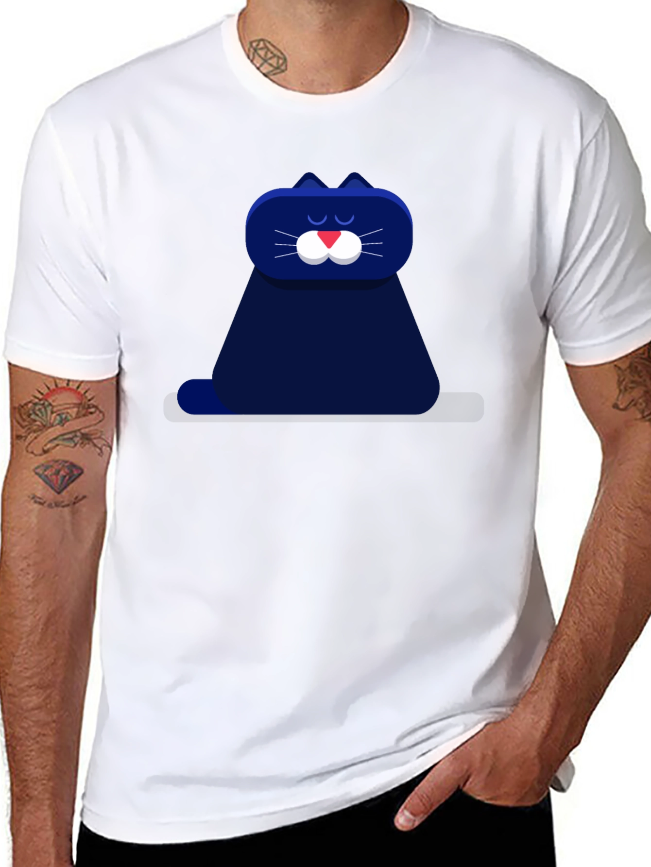 Black Cool Cat Graphic Tee - Black view 8