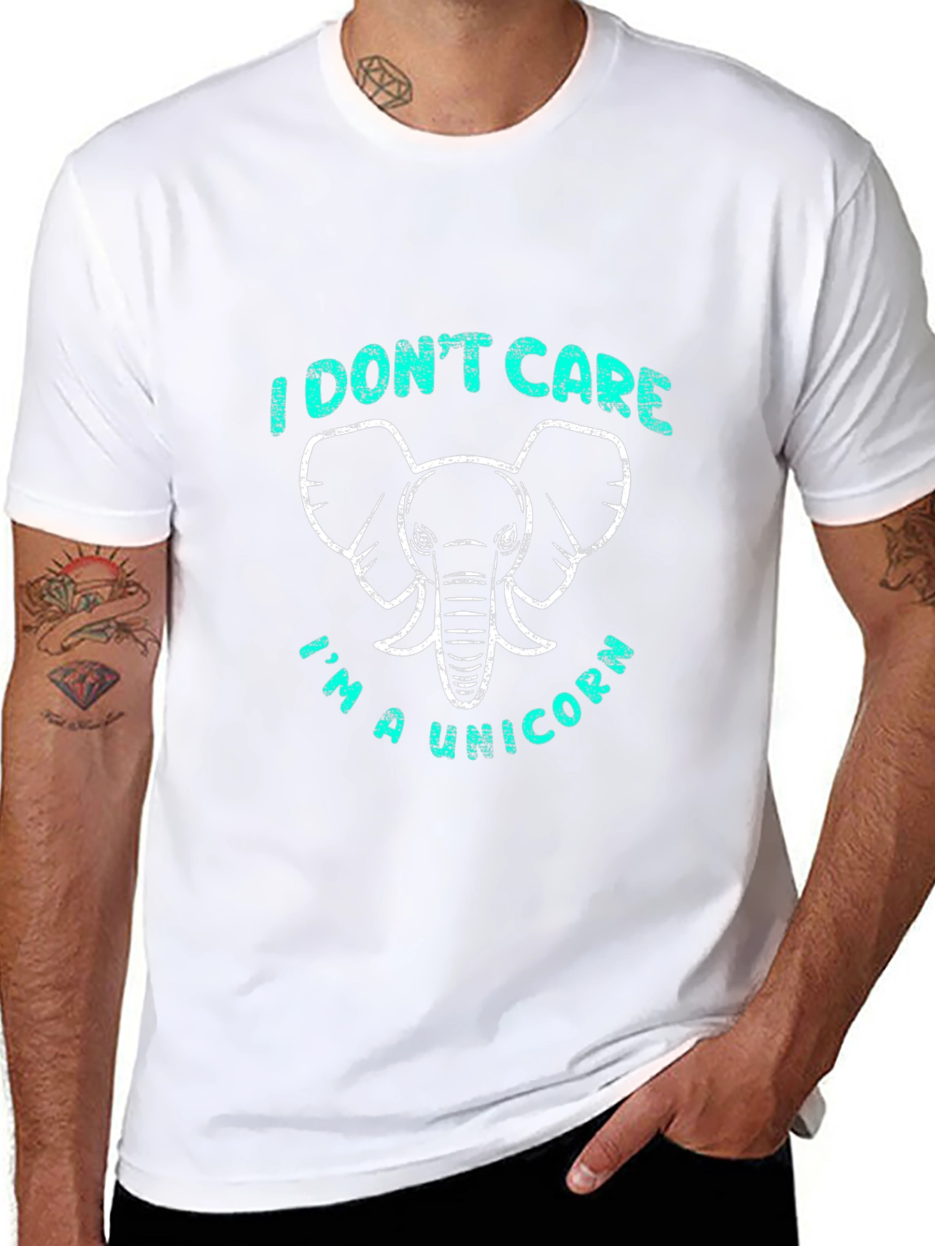 Black I Don't Care I'm A Unicorn Elephant Graphic Tee view 8