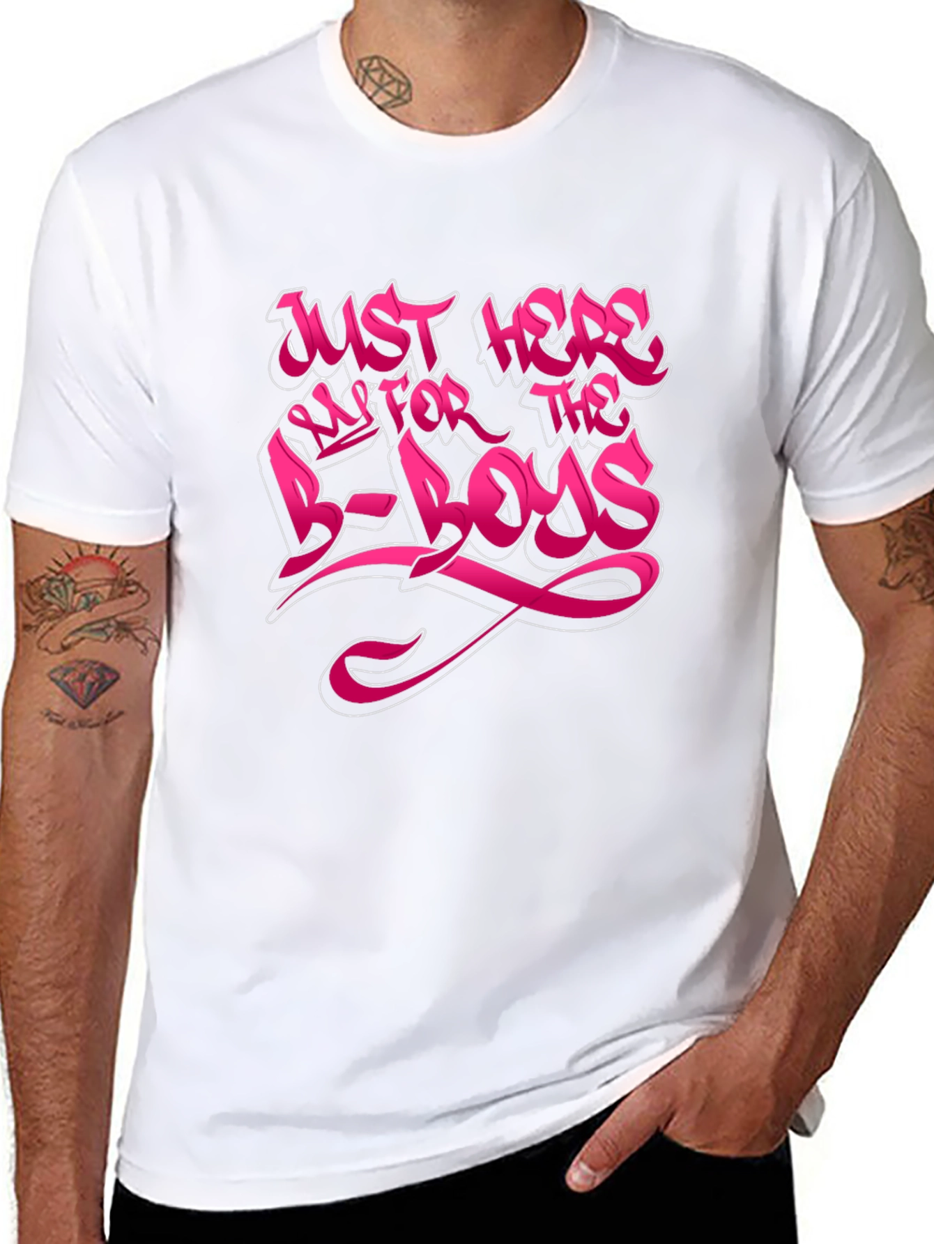 Black Just Here for the B-Boys Black T-Shirt view 8