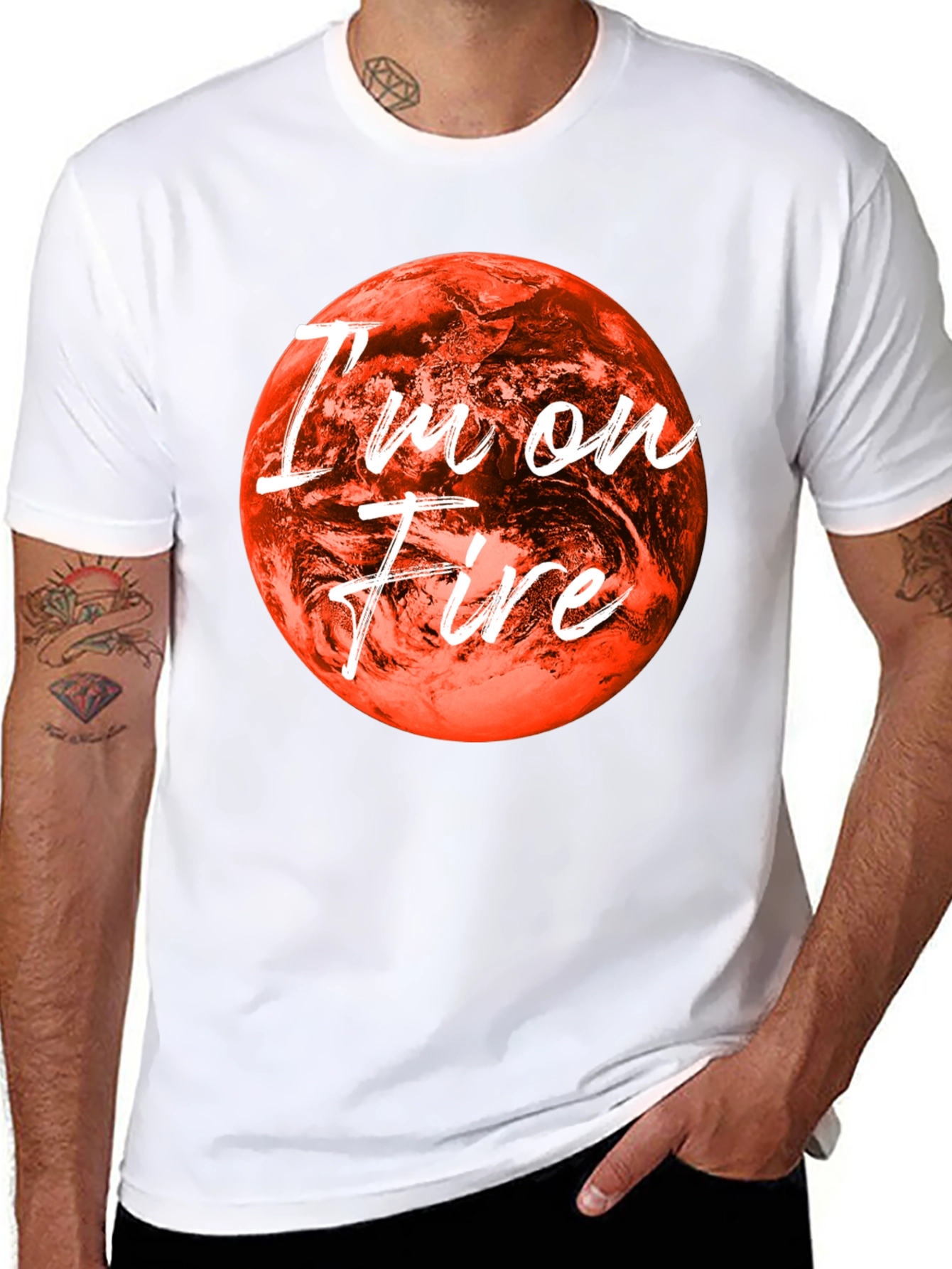 Black I'm On Fire Graphic Tee - Bold Statement Shirt view 8