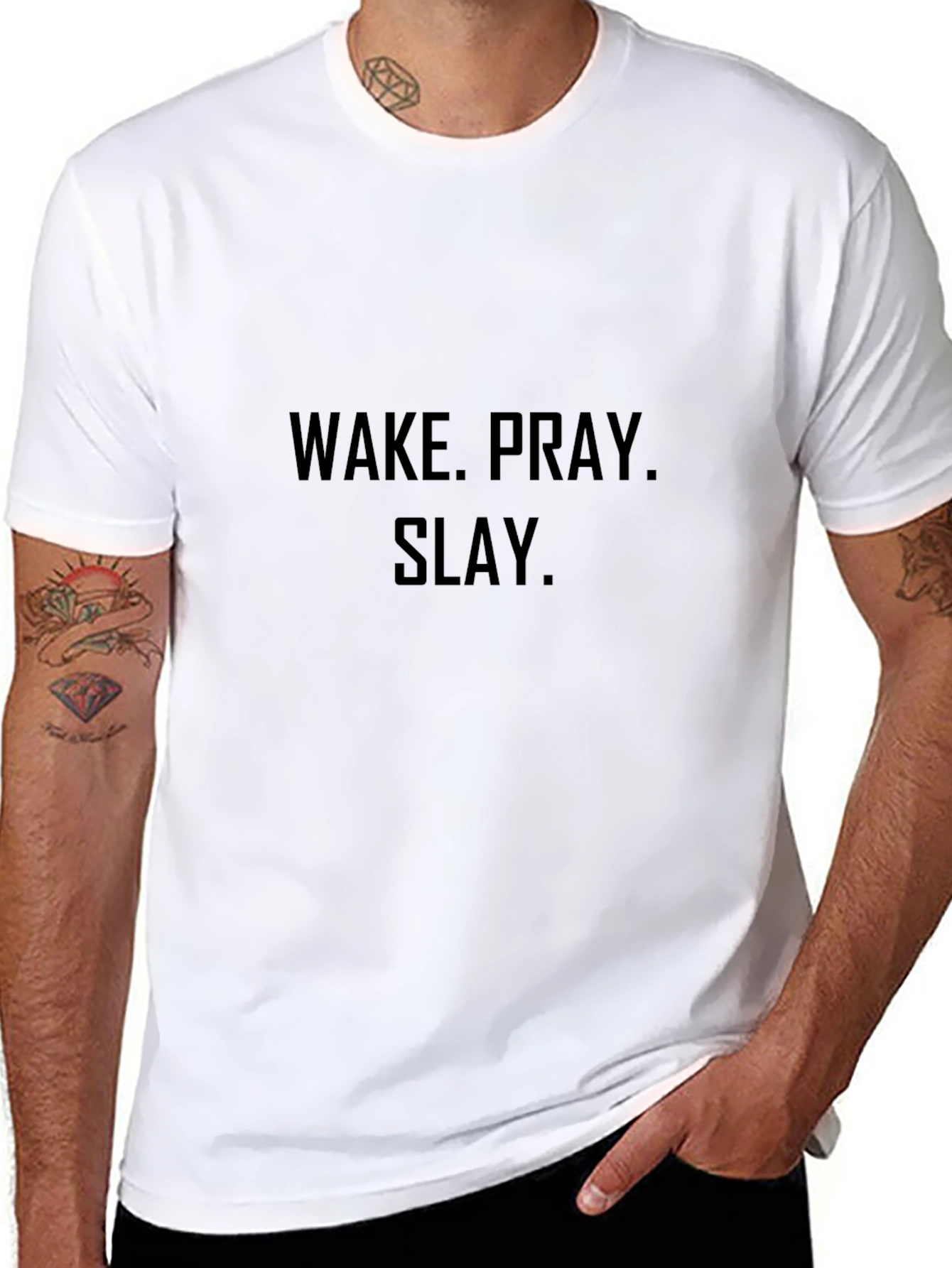 Black Wake, Pray, Slay Black Graphic Tee view 8