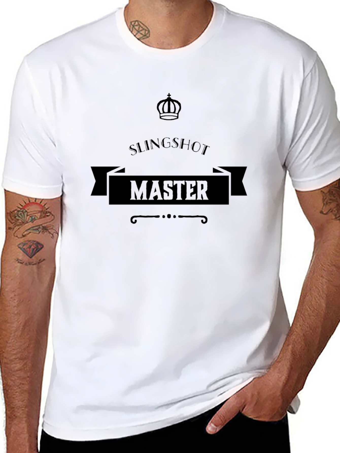 Black Slingshot Master T-Shirt - Black Cotton Tee view 8