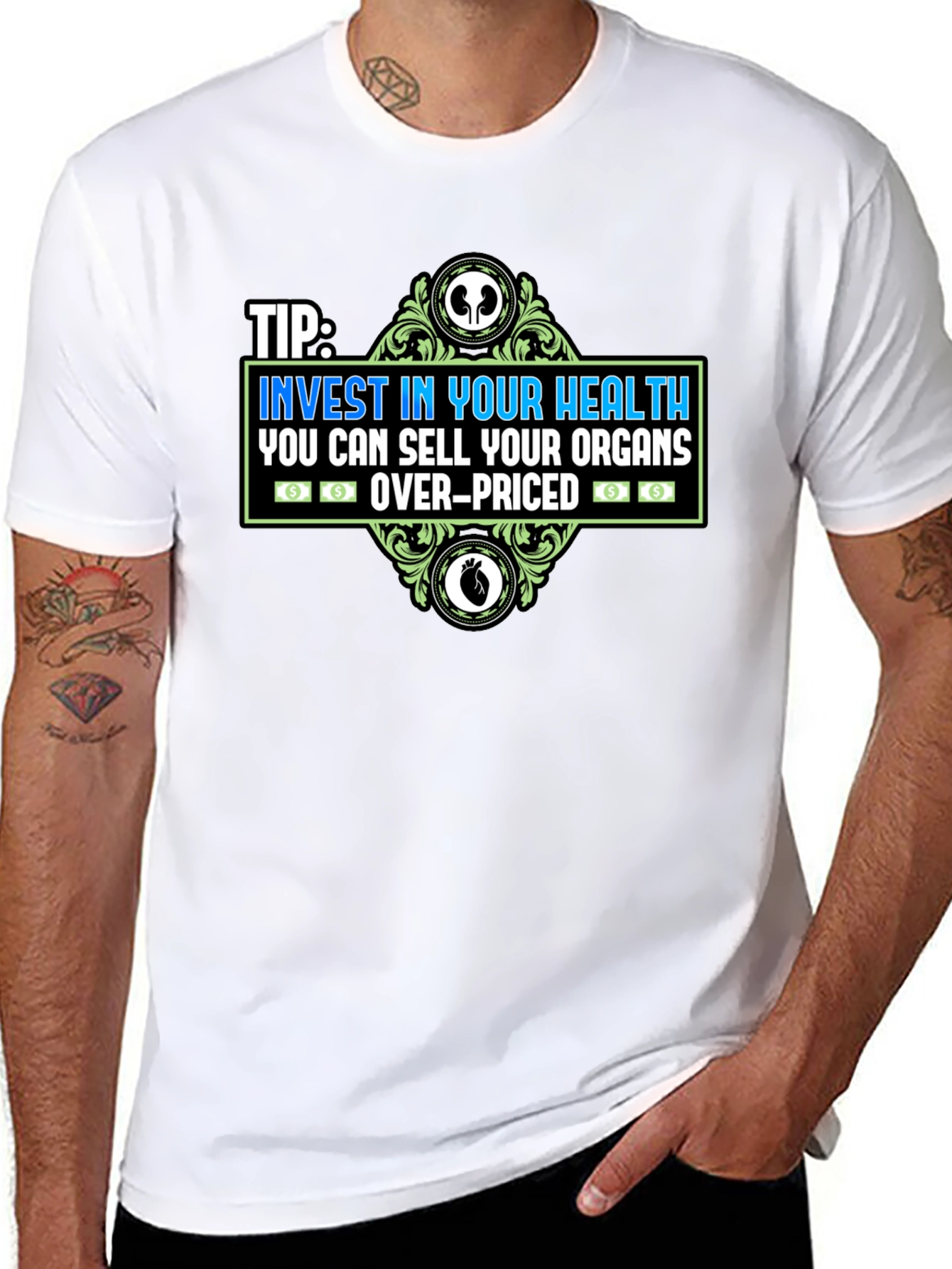 Black Invest in Your Health Graphic Tee view 8