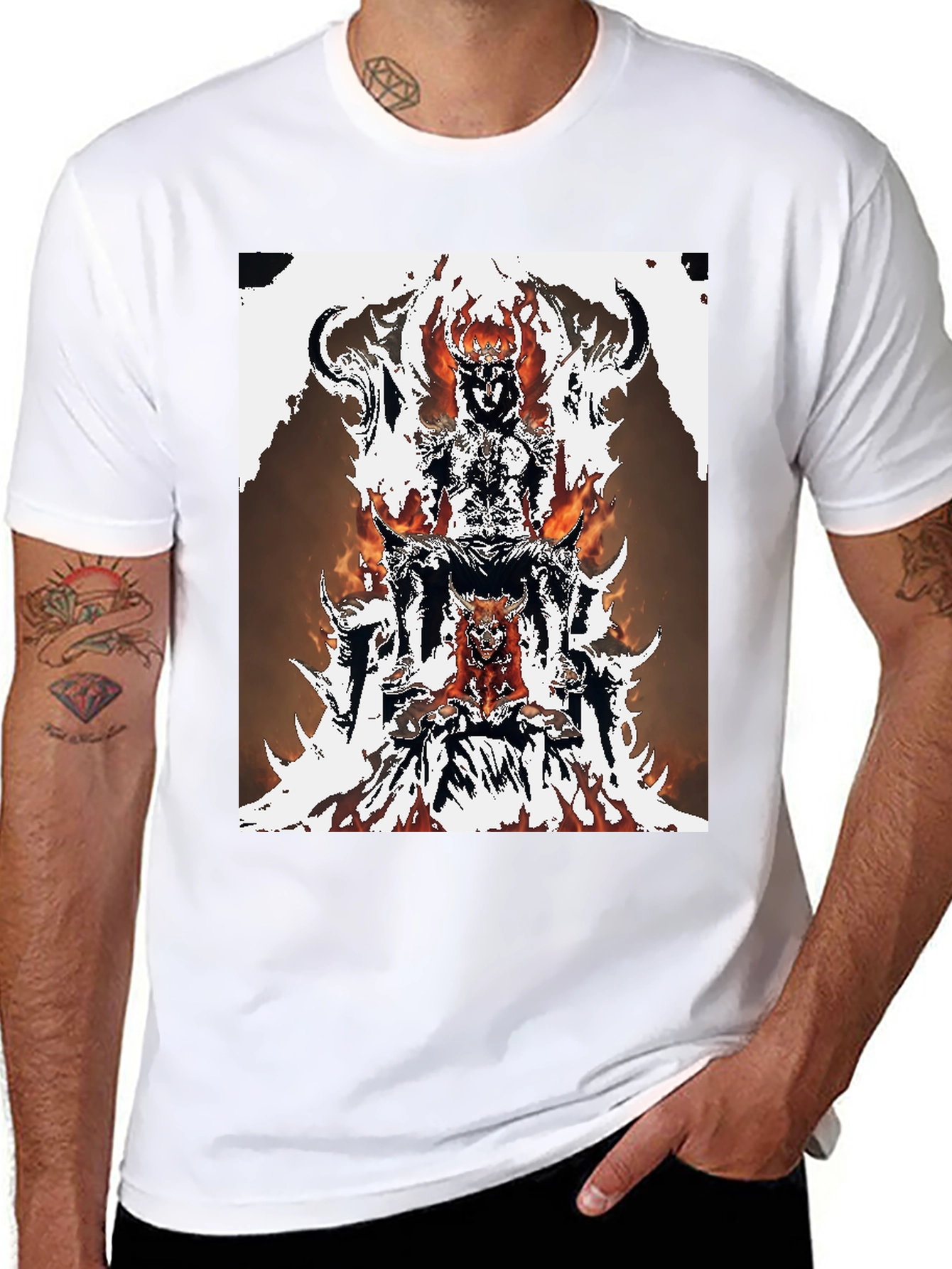 Black Fiery Throne Graphic Tee - Black Cotton Blend view 8