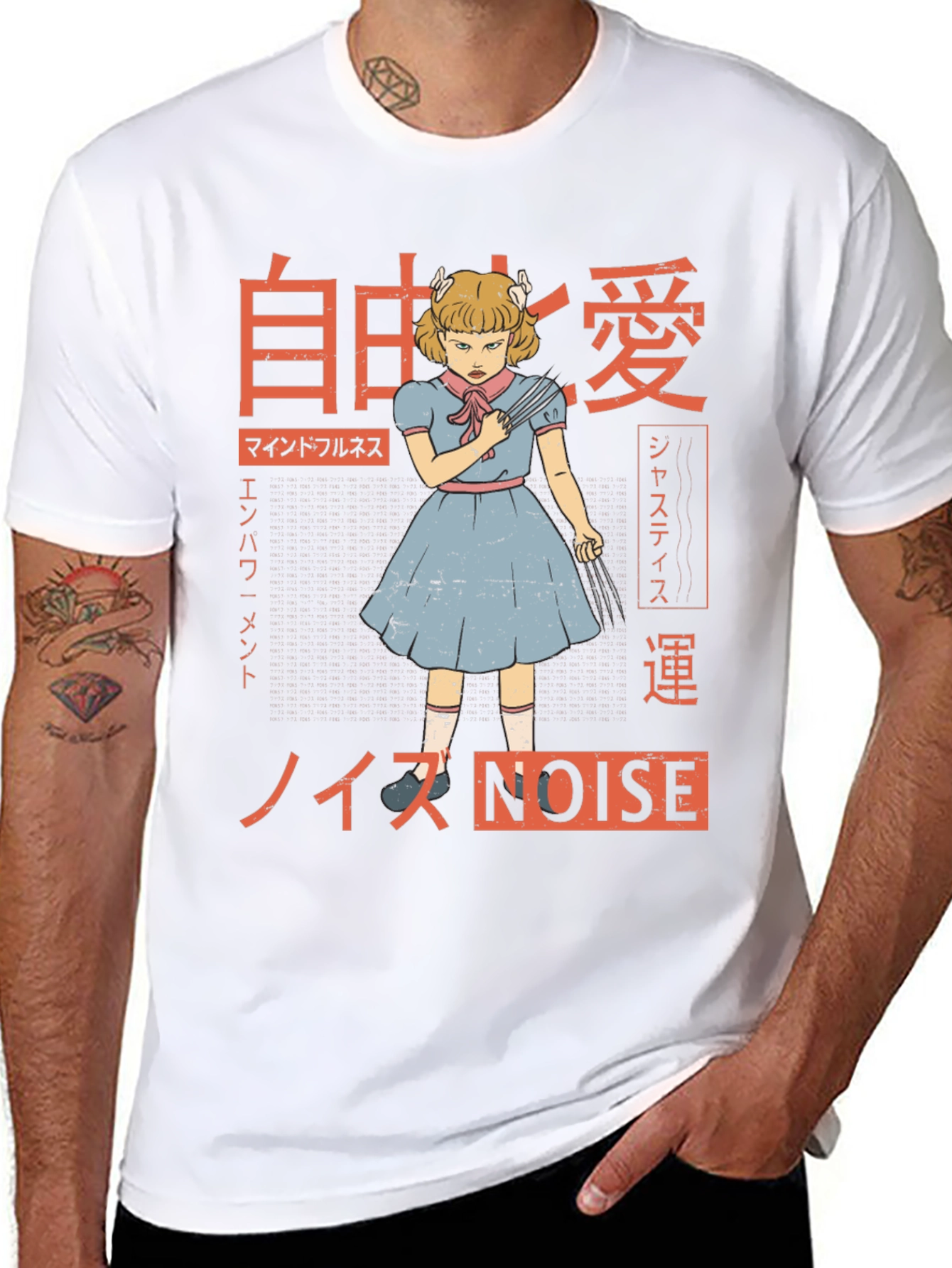 Black Creepy Girl Japanese Graphic Tee view 8