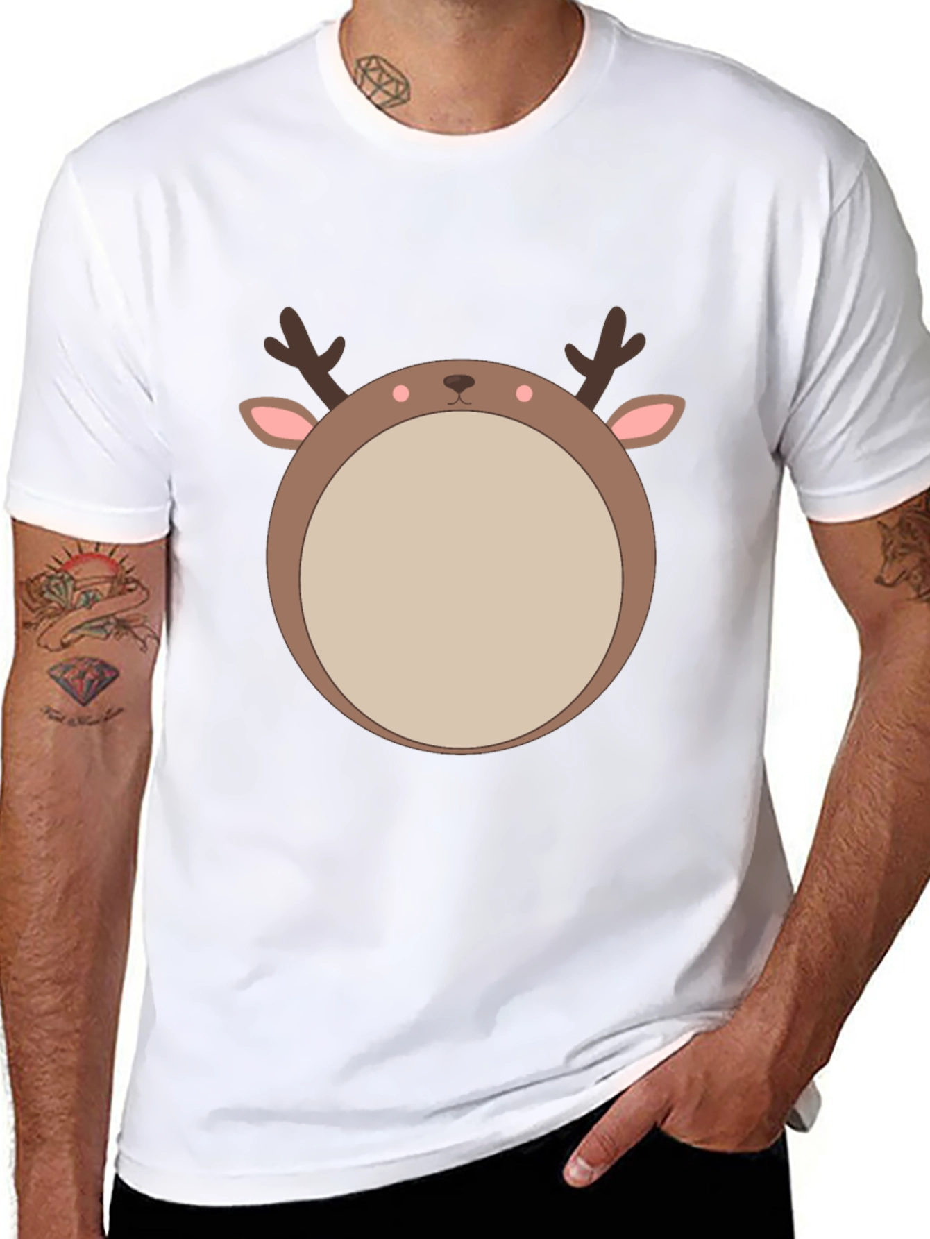 Black Reindeer Graphic Tee - Festive Holiday Style view 8