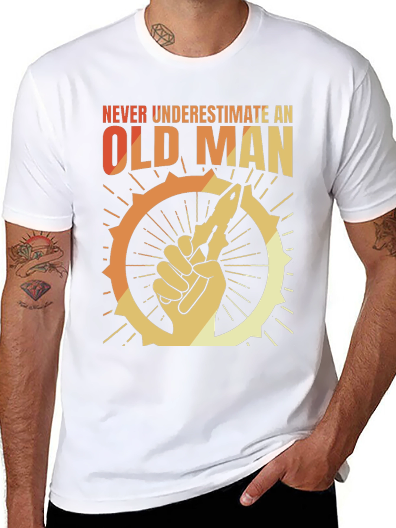 Black Never Underestimate an Old Man Graphic T-Shirt view 8