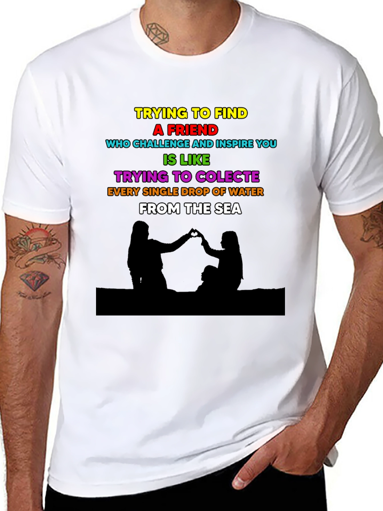 Black Trying to Find a Friend T-Shirt view 8