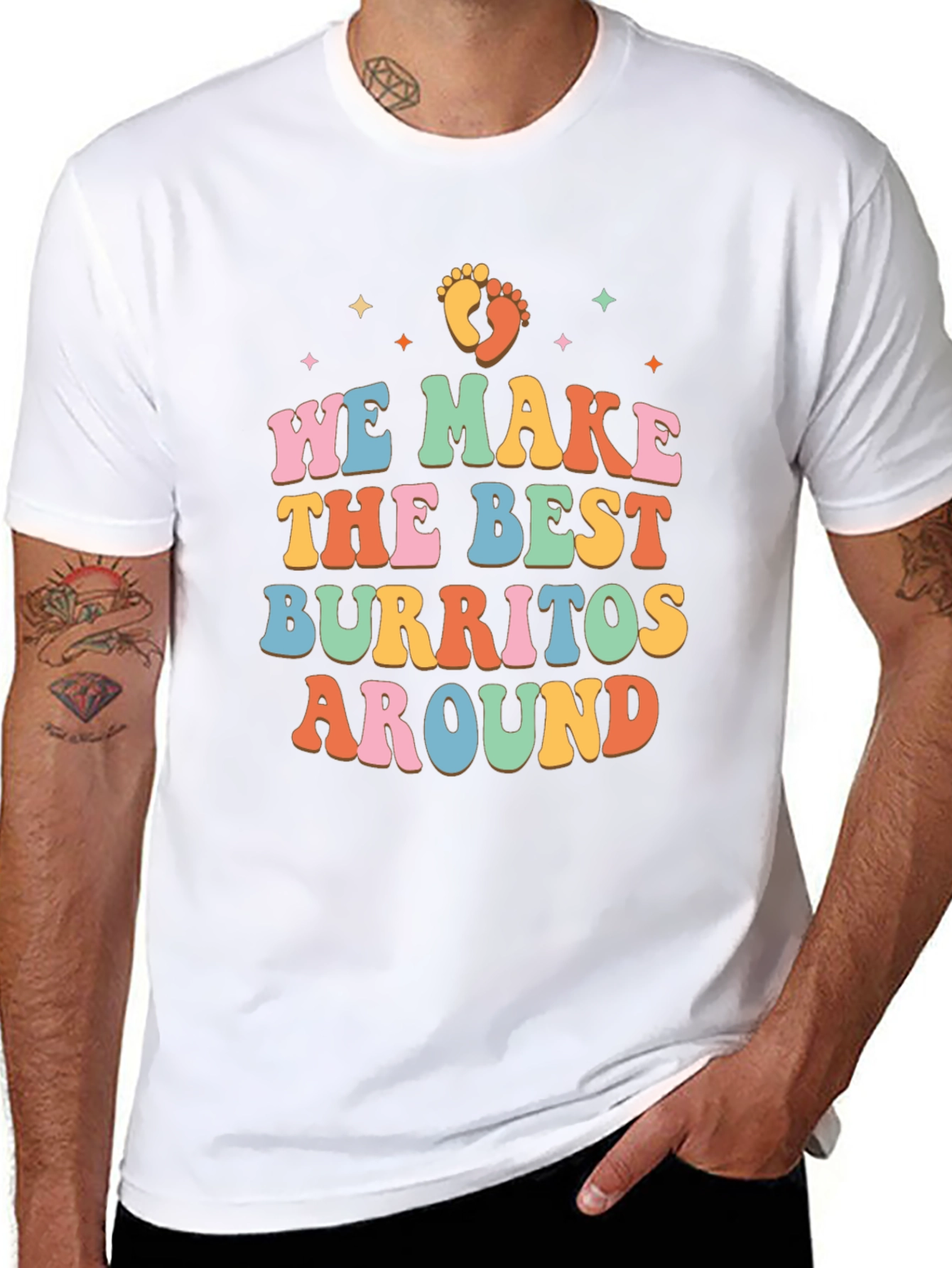 Black We Make the Best Burritos Around Retro T-Shirt view 8
