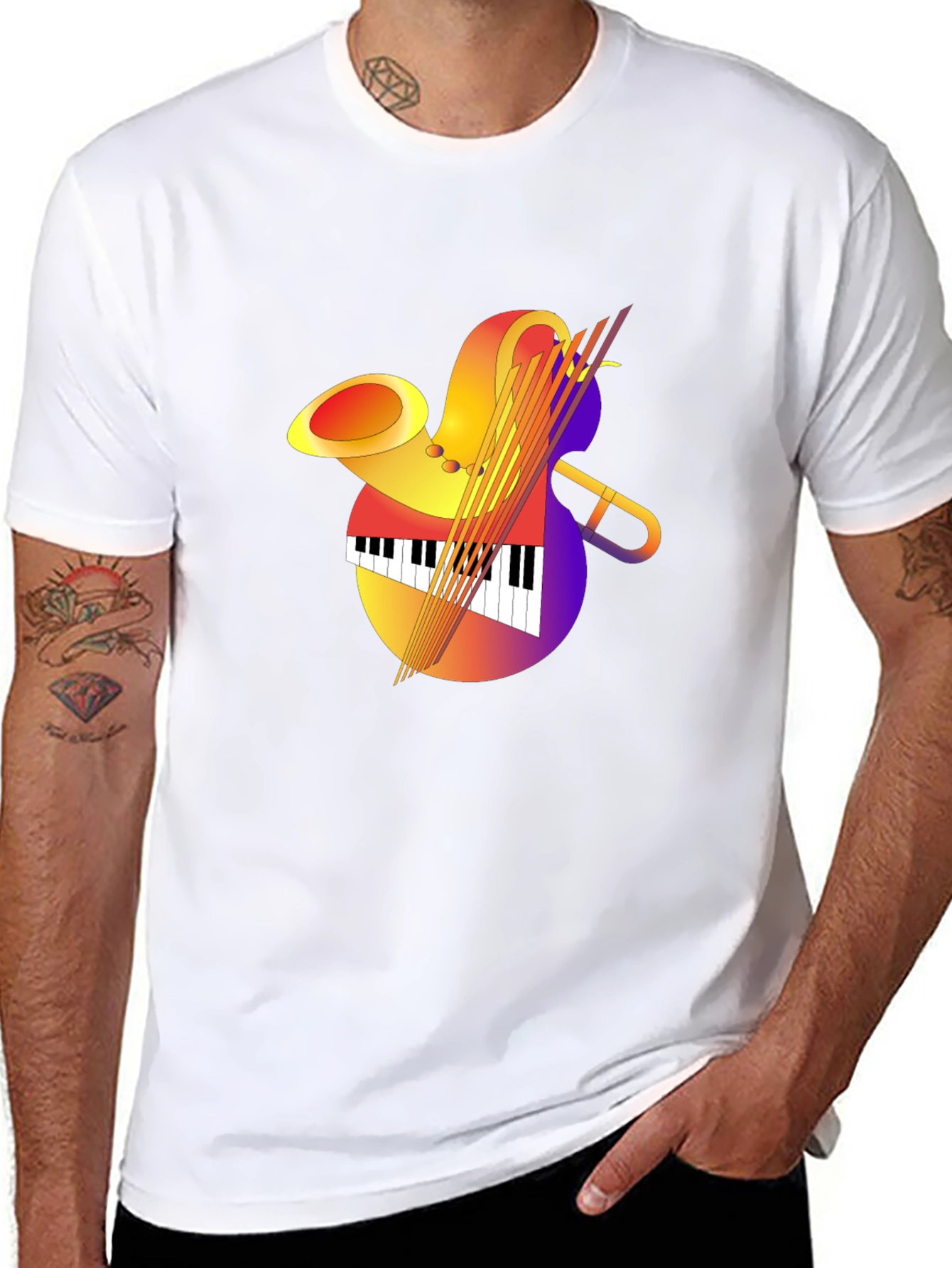 Black Musical Instruments Graphic Tee view 8