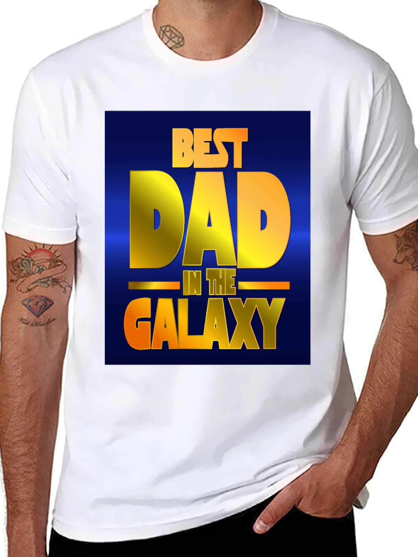 Black Best Dad in the Galaxy Black T-Shirt view 8
