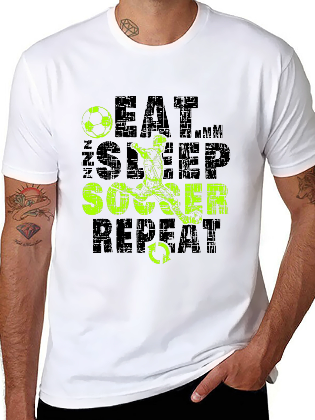 Black Eat Sleep Soccer Repeat T-Shirt view 8