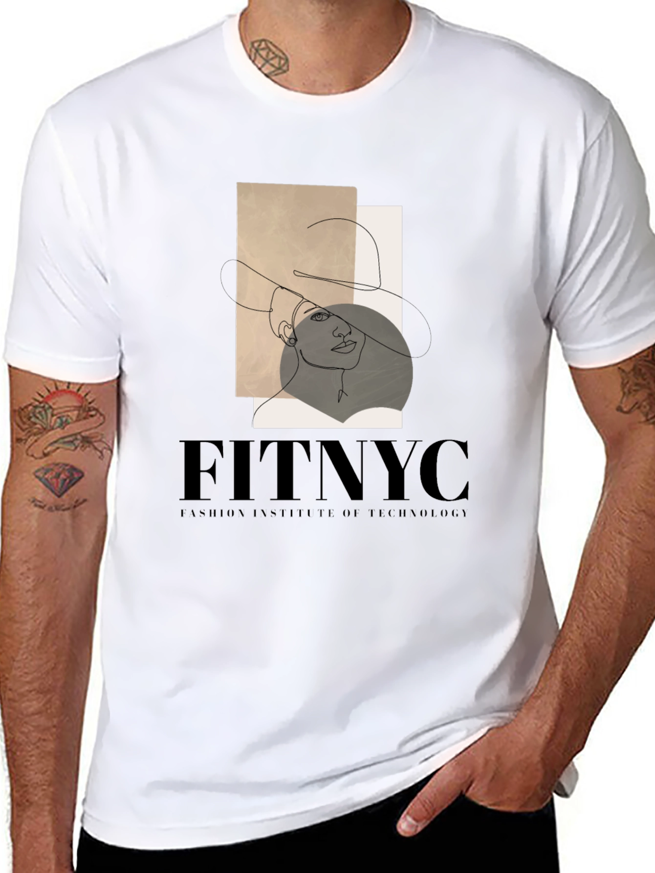 Black FITNYC Fashion Tee: Stylish Line Art Design view 8