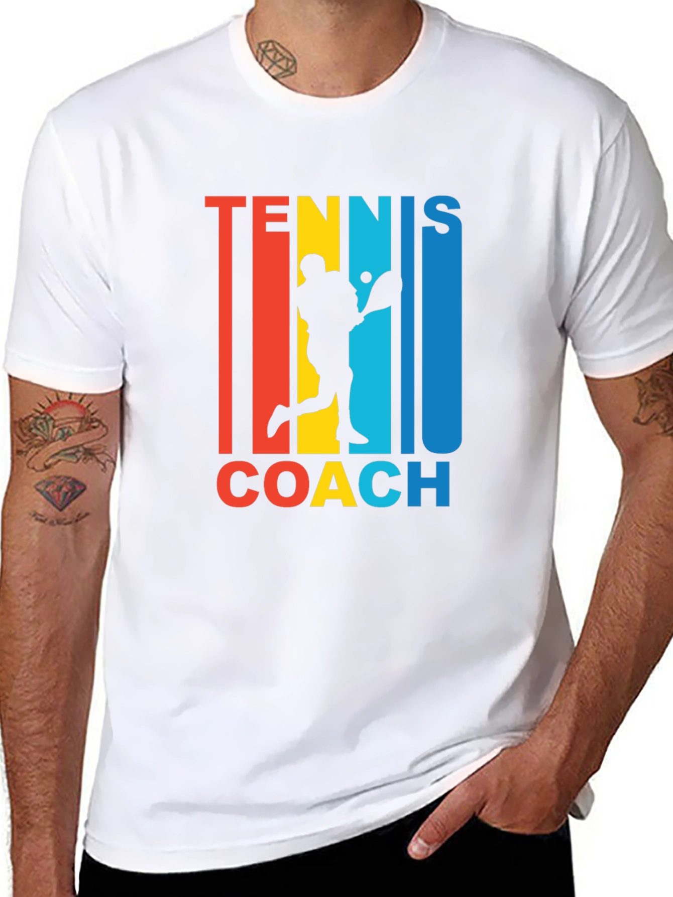 Black Tennis Coach Graphic T-Shirt - Retro Style  view 8