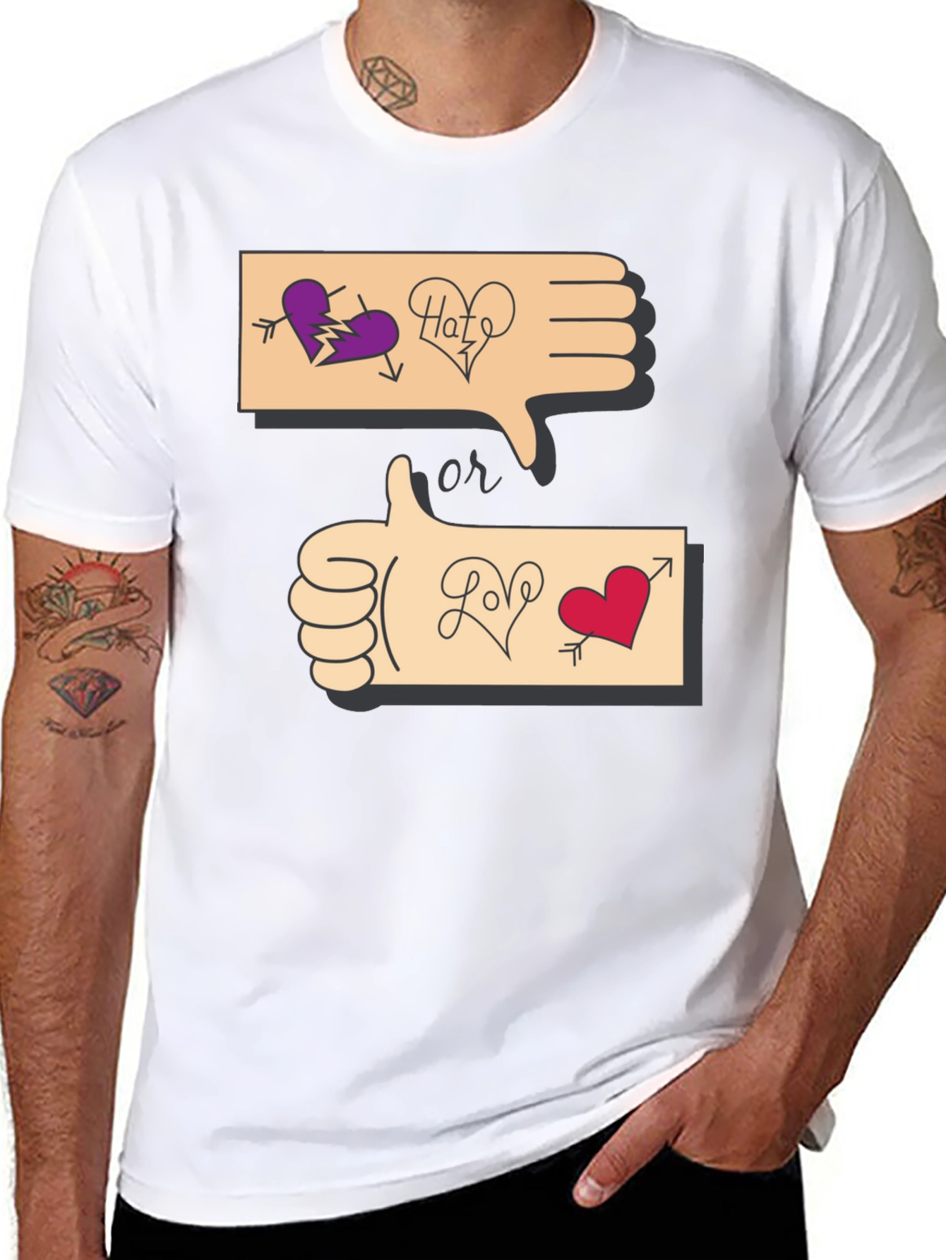 Black Love or Hate Graphic T-Shirt view 8