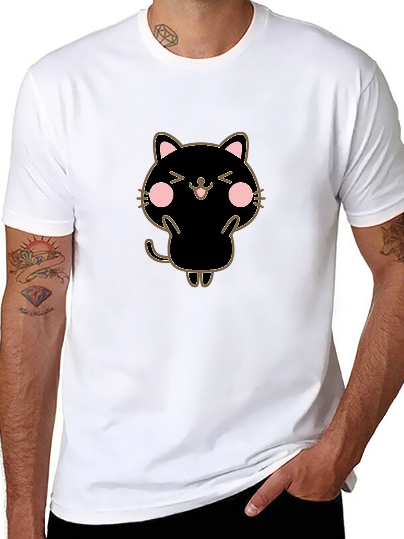 Black Cute Black Cat Graphic Tee - Unisex T-Shirt view 8