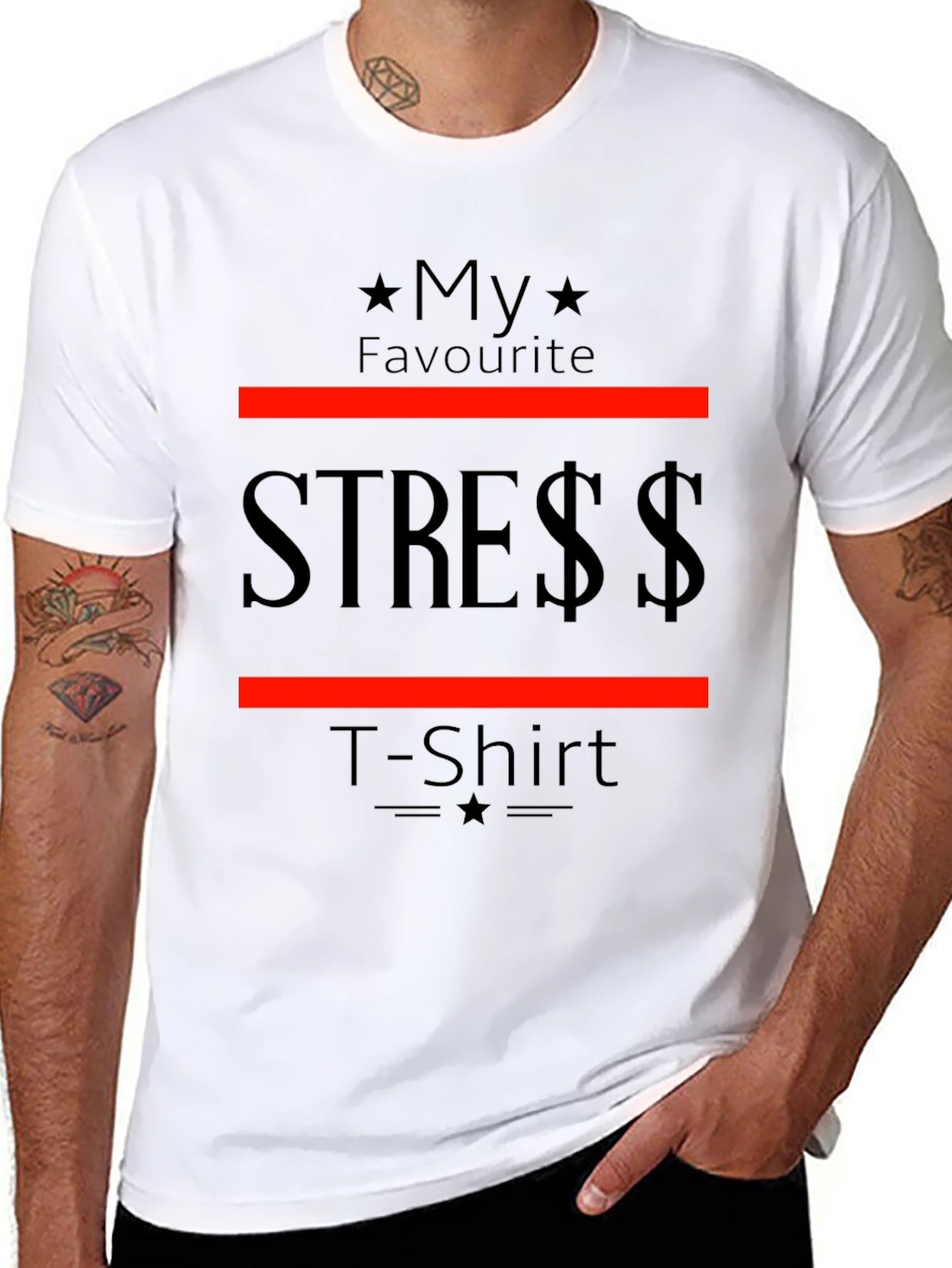 Black My Favorite Stress T-Shirt - Soft Cotton Tee view 8