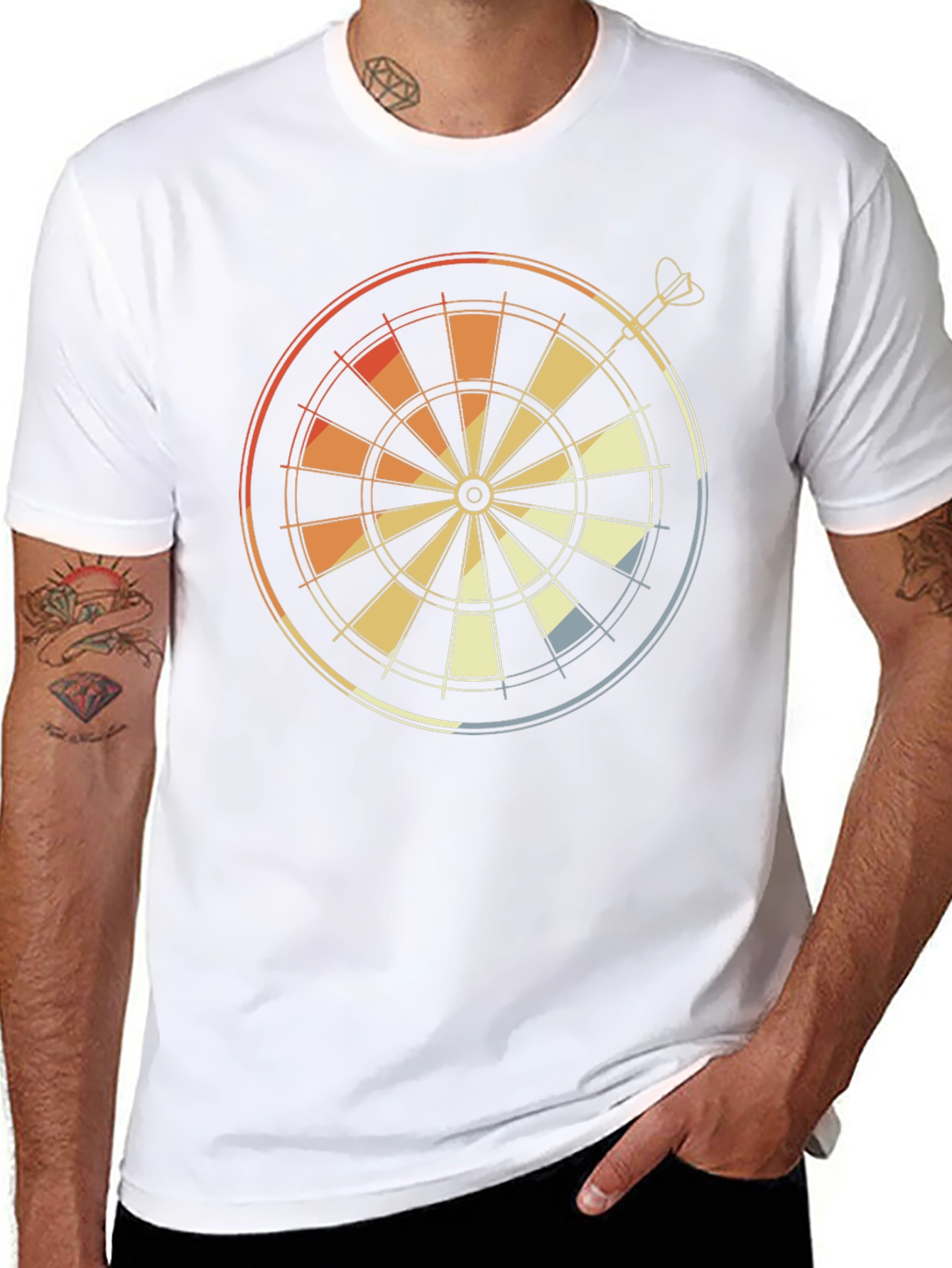 Black Retro Dartboard Graphic Tee - Classic Dart Player Shirt view 8
