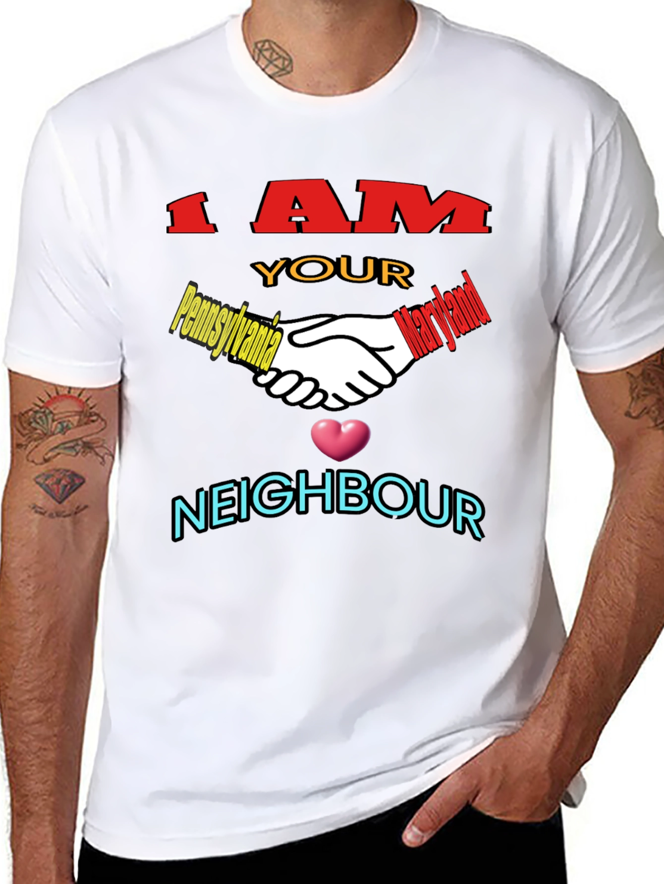 Black I AM Your Neighbour T-Shirt view 8
